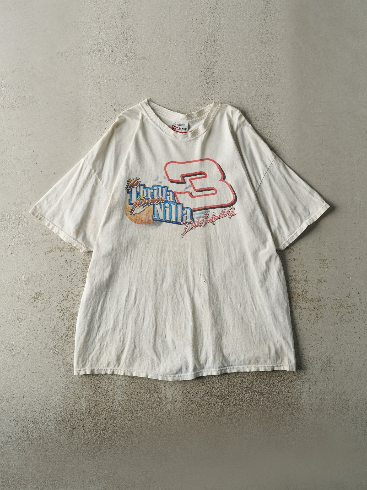 Vintage Y2K White Dale Earnhardt Jr. Nascar Tee (L/XL)