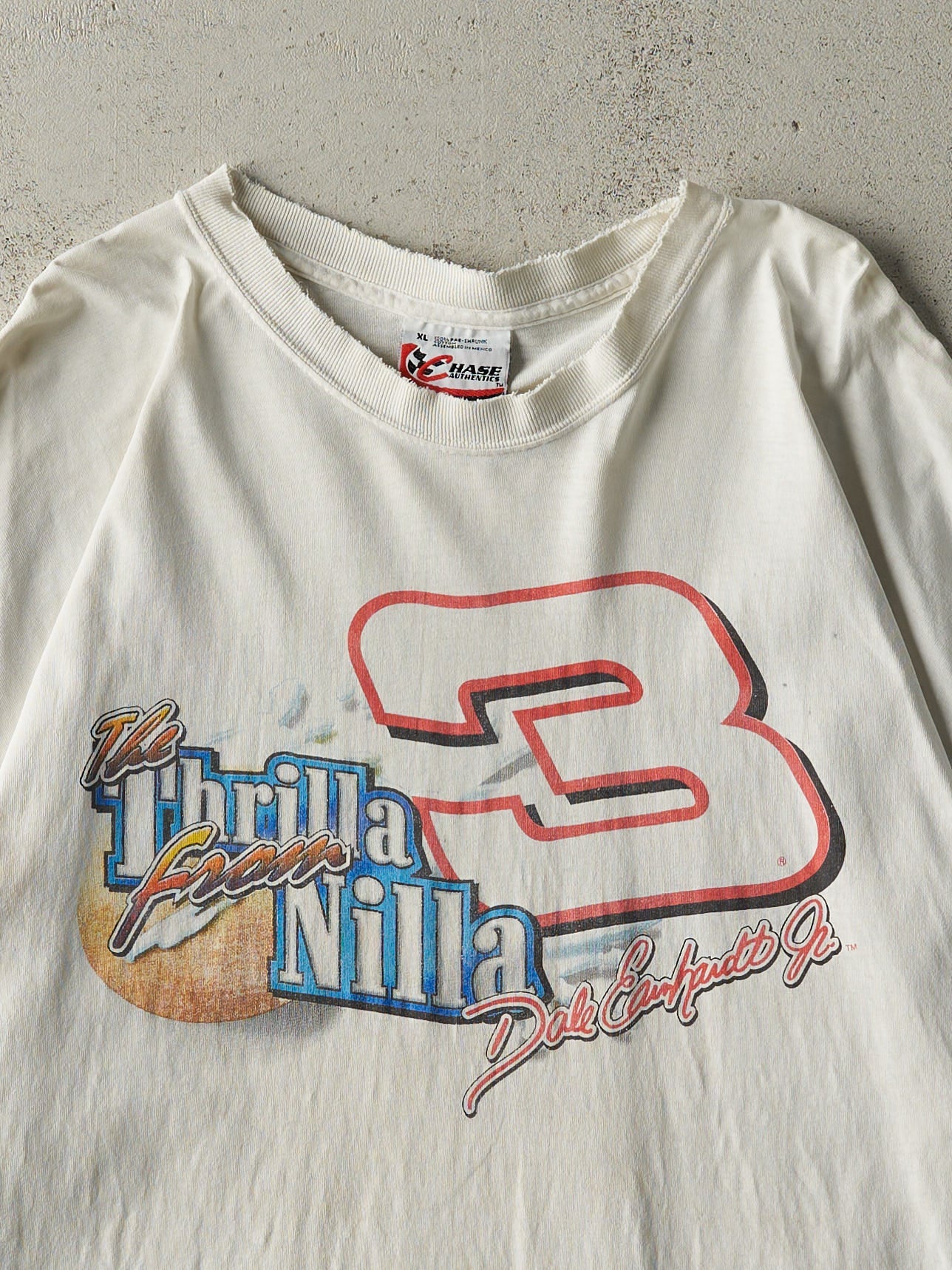 Vintage Y2K White Dale Earnhardt Jr. Nascar Tee (L/XL)