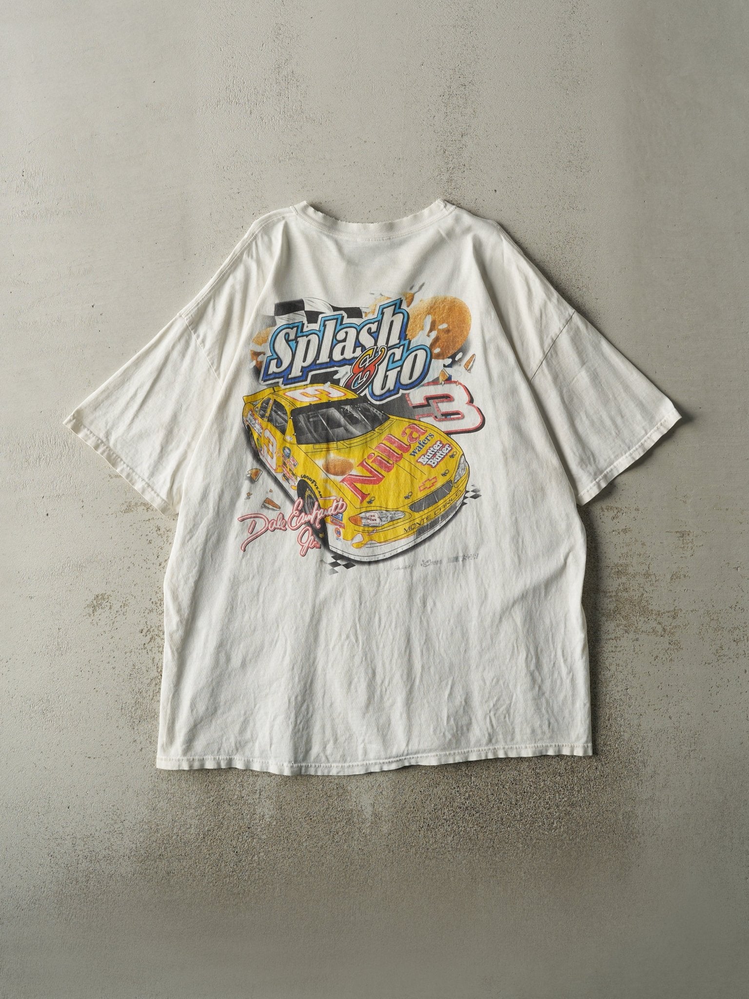 Vintage Y2K White Dale Earnhardt Jr. Nascar Tee (L/XL)