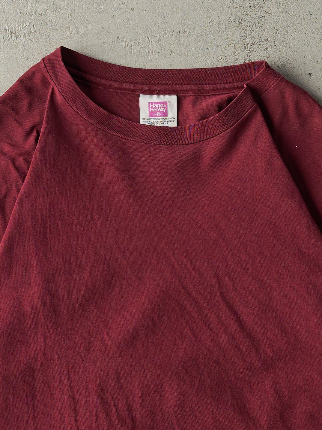 Vintage 90s Burgundy Blank Single Stitch Tee (M/L)
