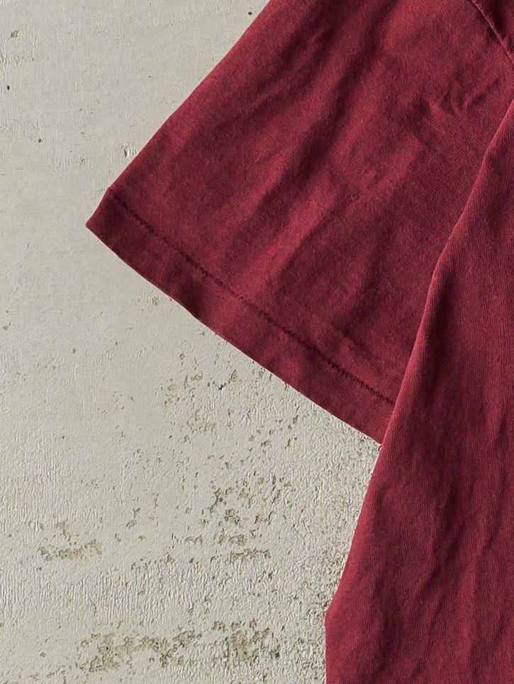 Vintage 90s Burgundy Blank Single Stitch Tee (M/L)