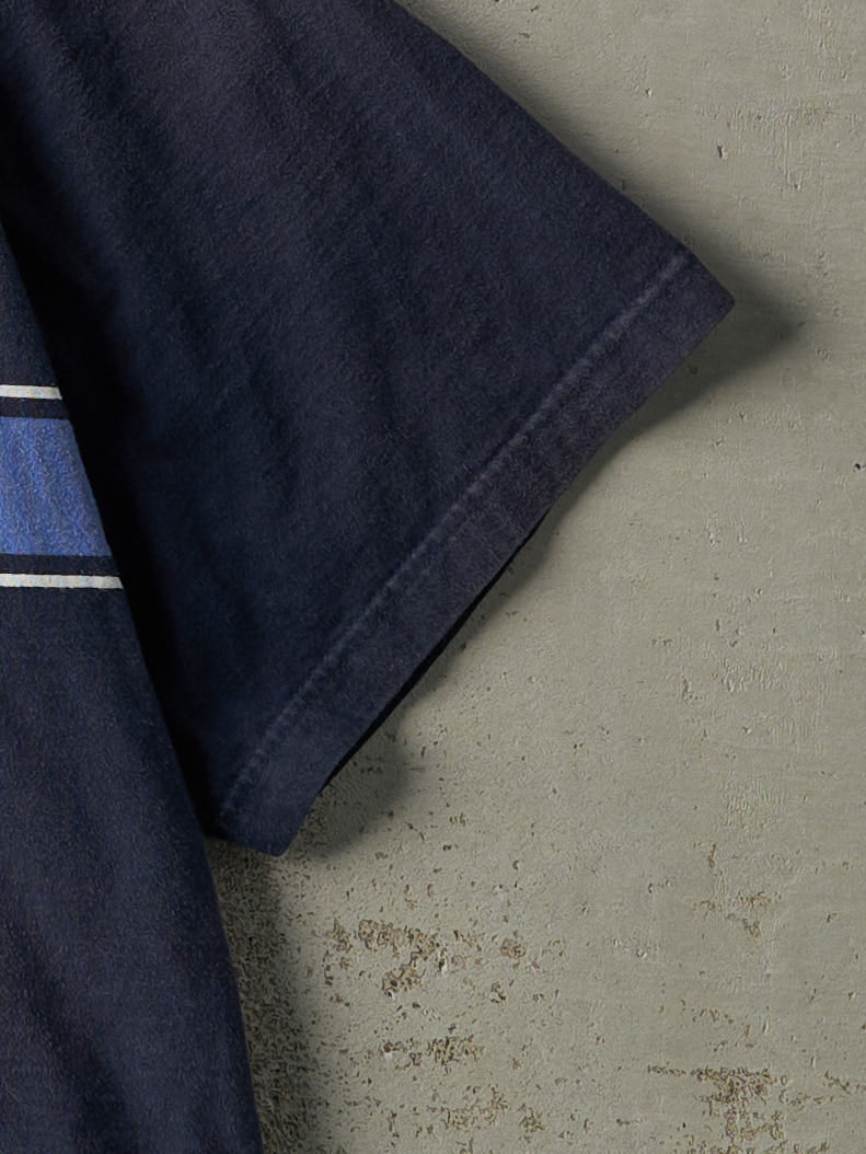 Vintage 90s Navy Blue Striped Tee (L)