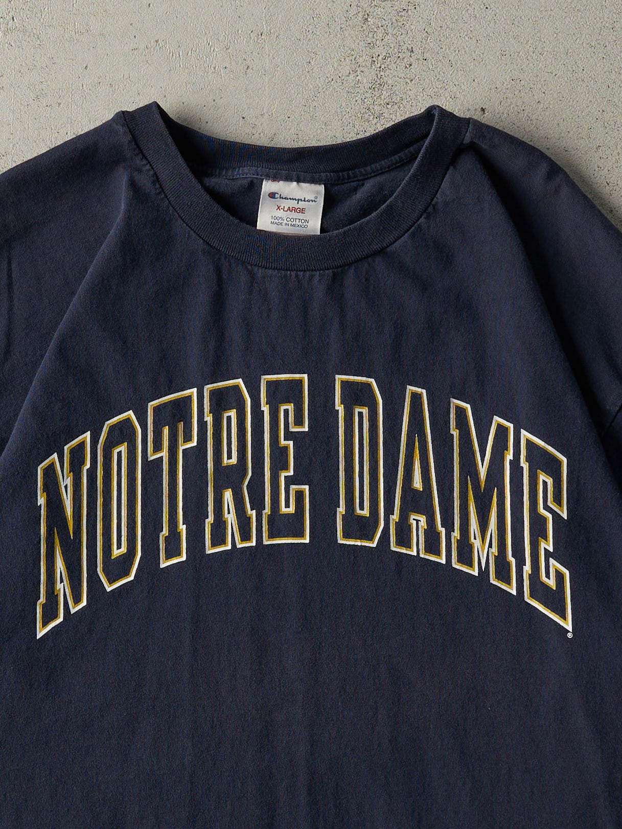 Vintage 90s Navy Blue Notre Dame University Tee (L)