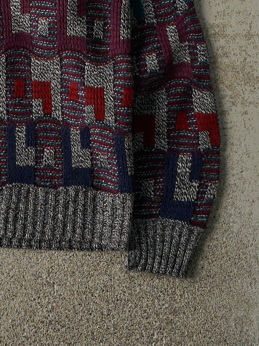 Vintage 90s Red, Purple, Blue & Grey Knit Pullover (M/L)