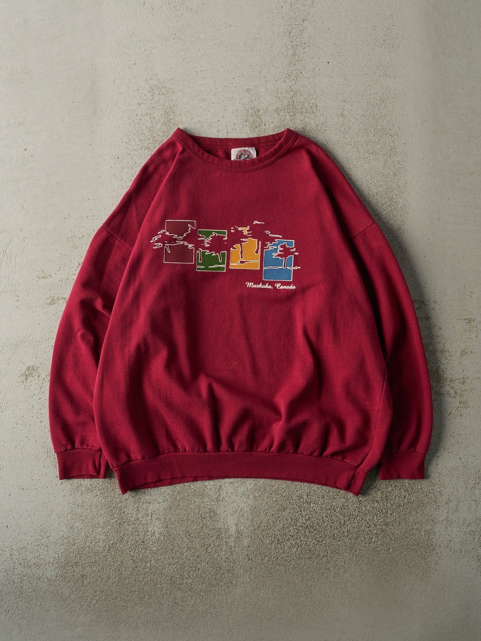 Vintage 90s Burgundy Muskoka Canada Boxy Crewneck (L/XL)