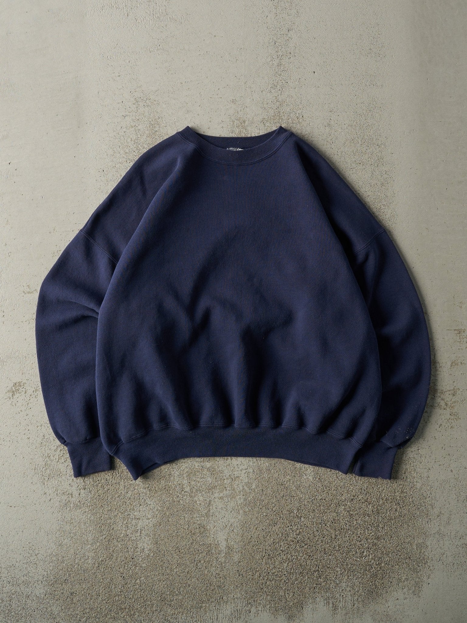 Vintage 90s Navy Blue Blank Boxy Crewneck (L)