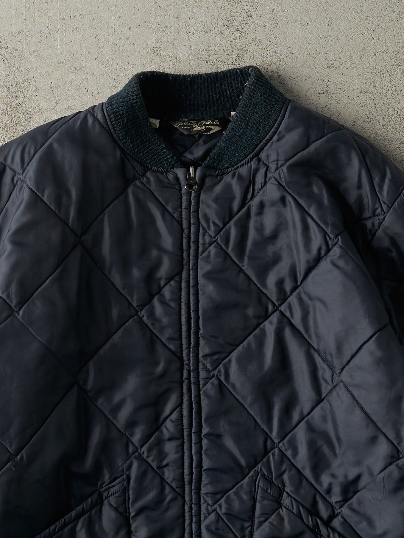 Vintage 80s Navy Blue Liner Bomber Jacket (XL)
