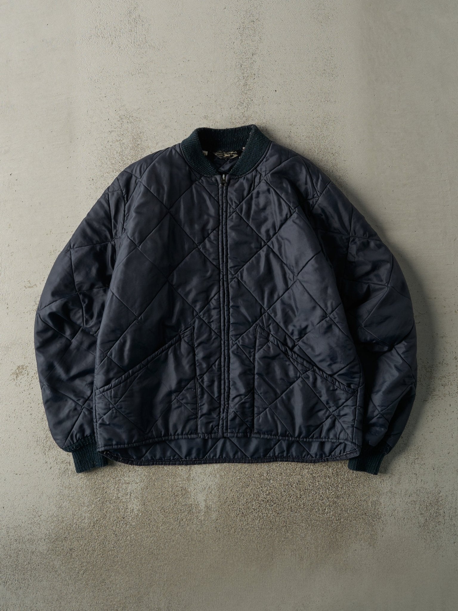 Vintage 80s Navy Blue Liner Bomber Jacket (XL)