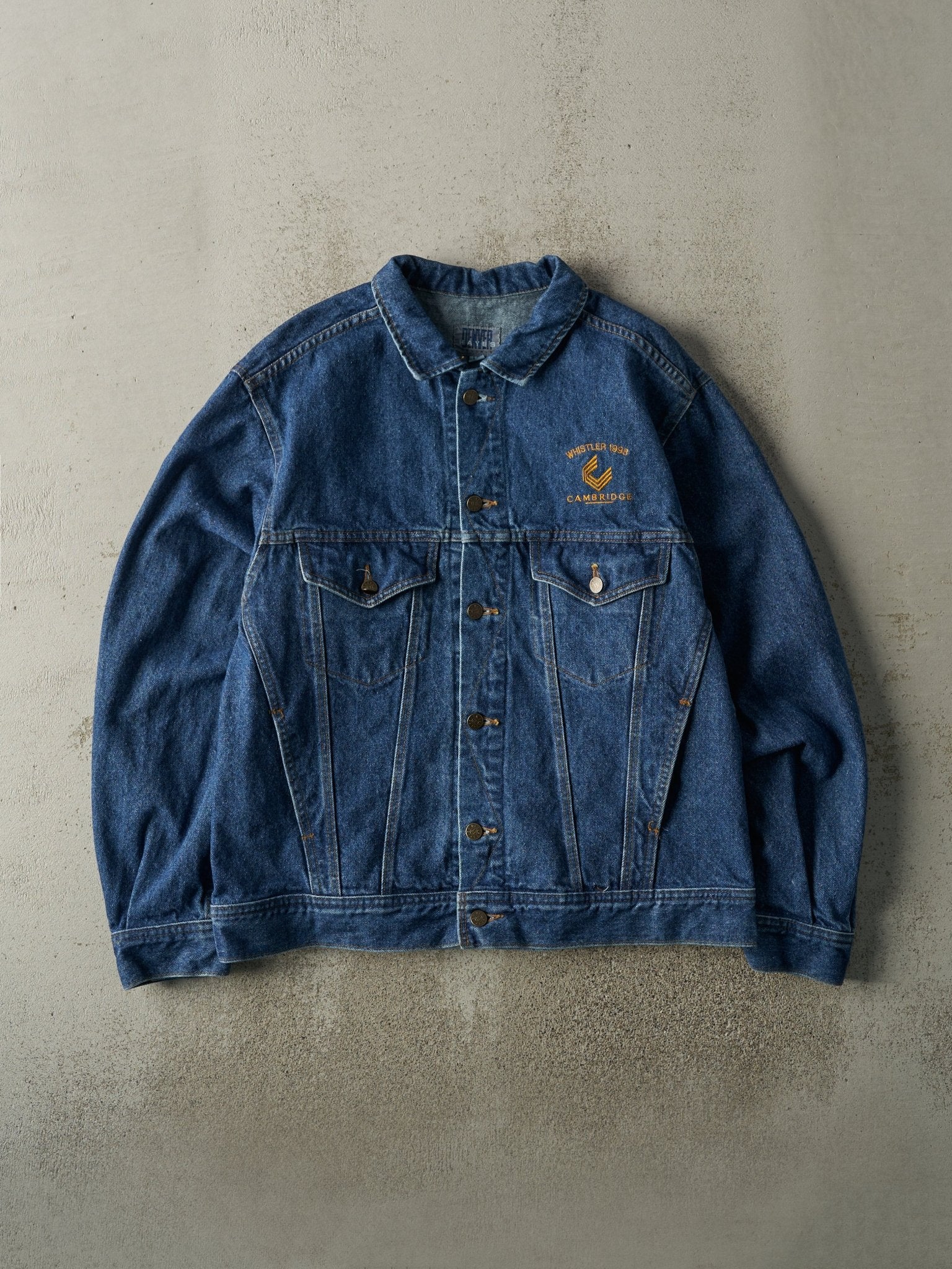 Vintage 98' Dark Wash Embroidered Whistler Cambridge Denim Jacket (L/XL)