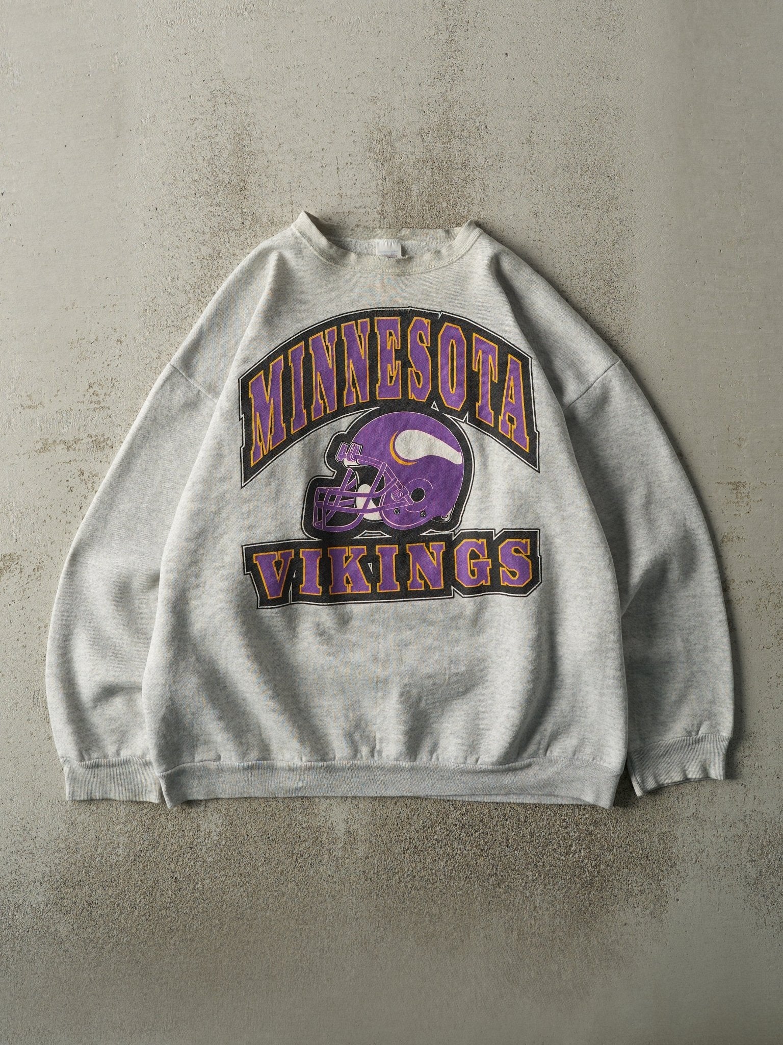 Vintage 90s Heather Grey Minnesota Vikings Crewneck (L)