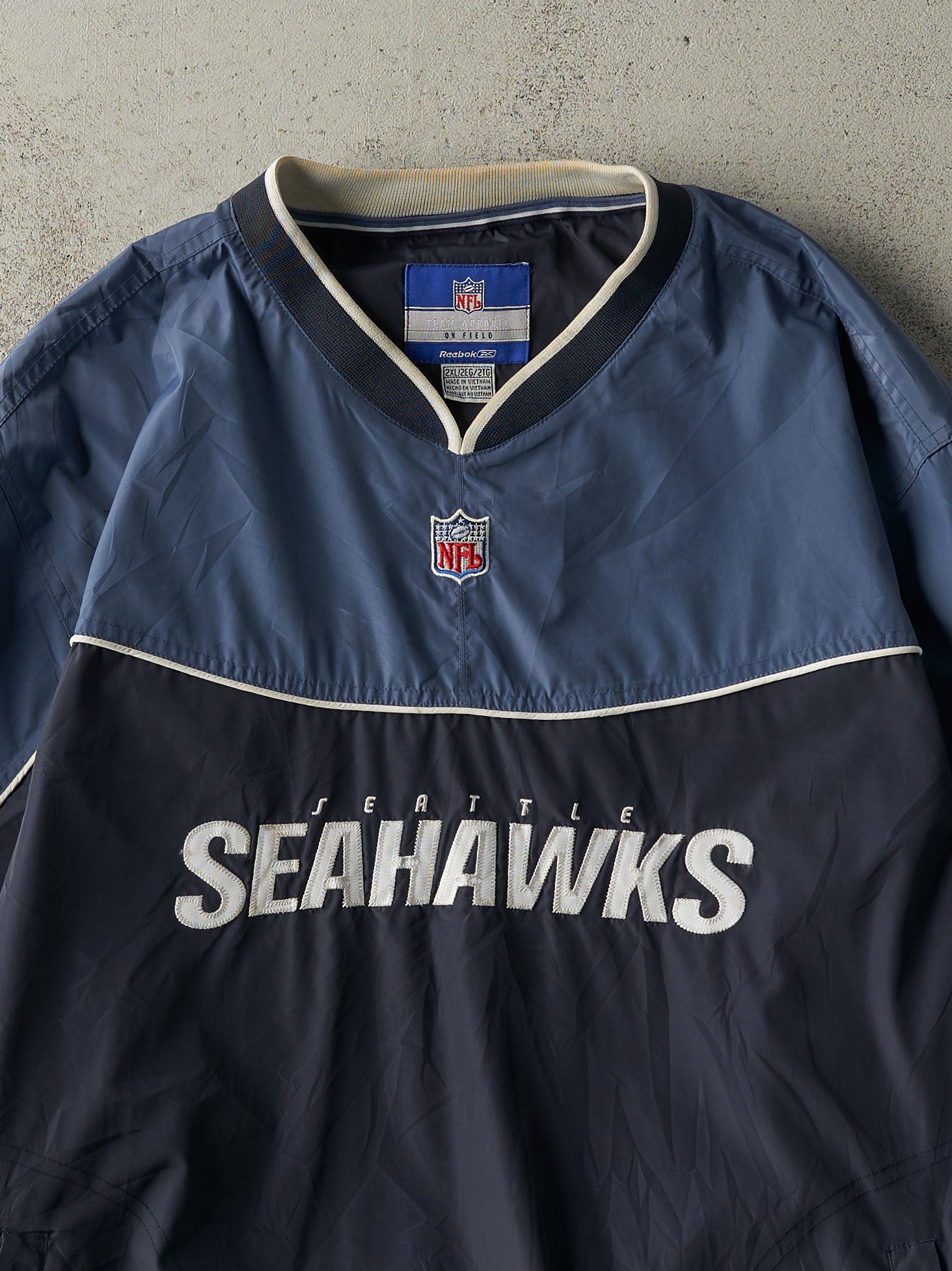 Vintage Y2K Blue Seattle Seahawks Pullover Windbreaker Jacket (XXL)