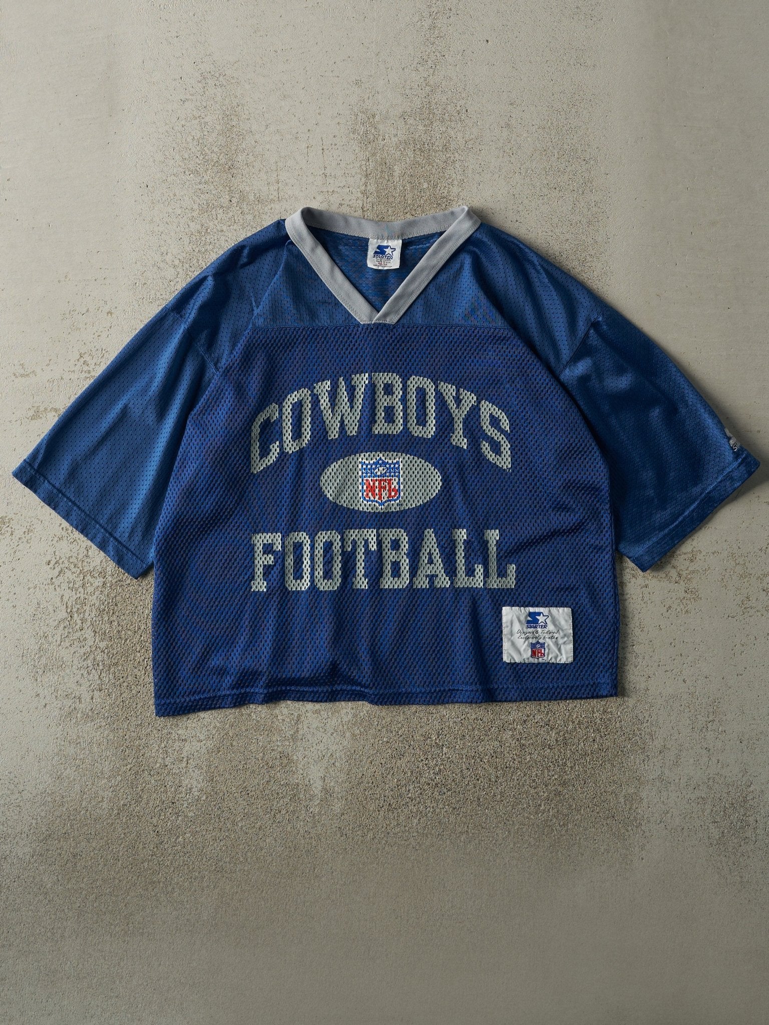 Vintage 95' Navy Blue Dallas Cowboys Football Cropped Jersey (M)