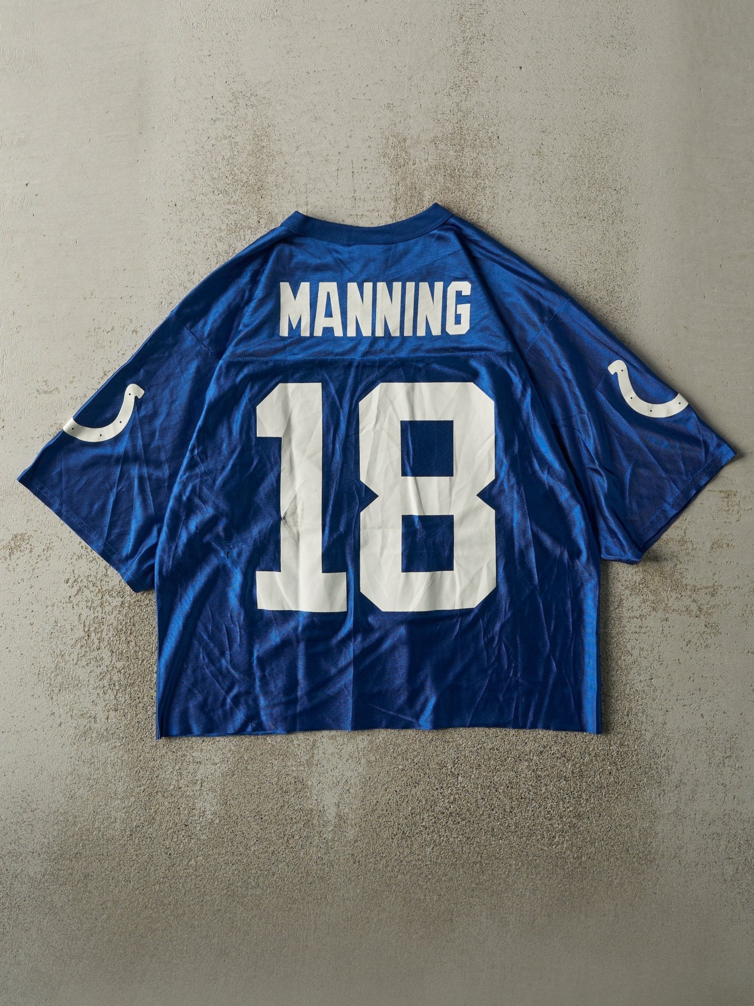 Vintage Y2K Blue Indianapolis Colts #18 Peyton Manning Cropped Jersey (S/M)