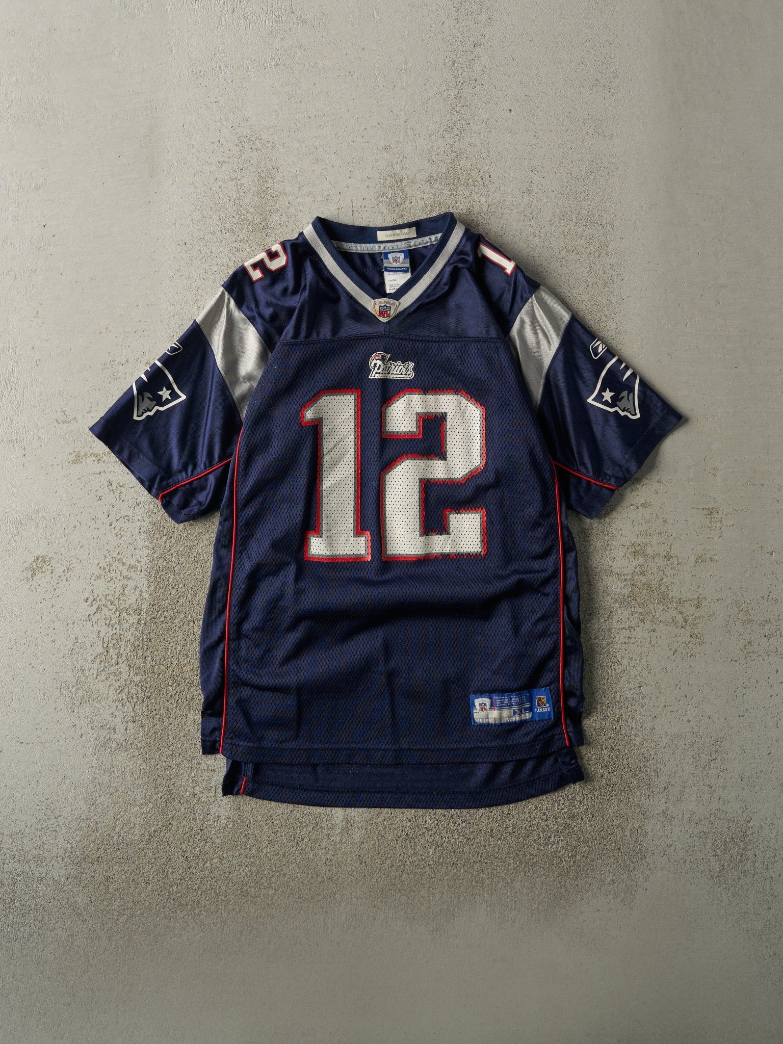 Vintage Y2K Blue New England Patriots #12 Tom Brady Jersey (XS/S)