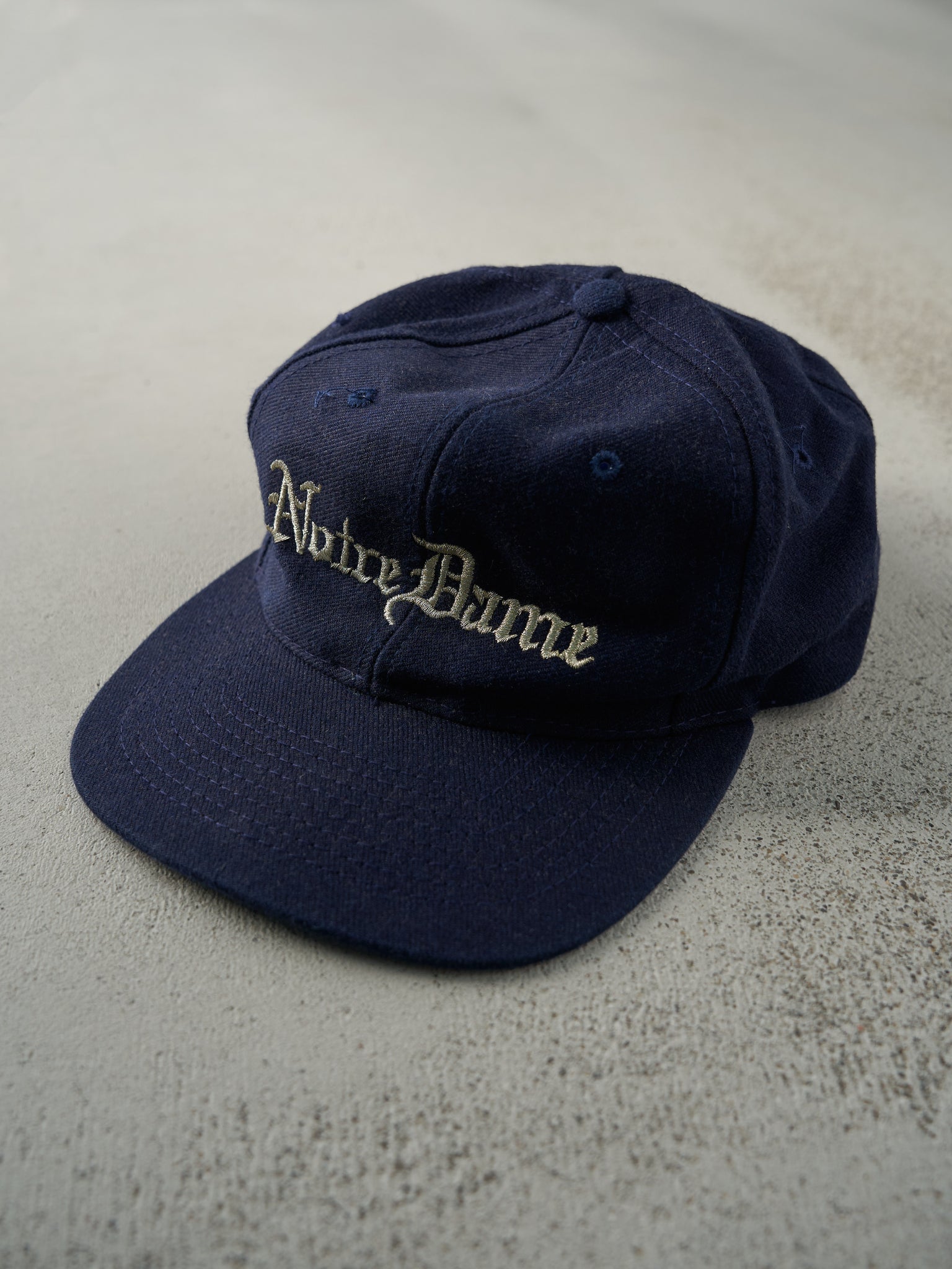 Vintage 90s Navy Blue Embroidered Notre Dame Reebok Snapback Hat