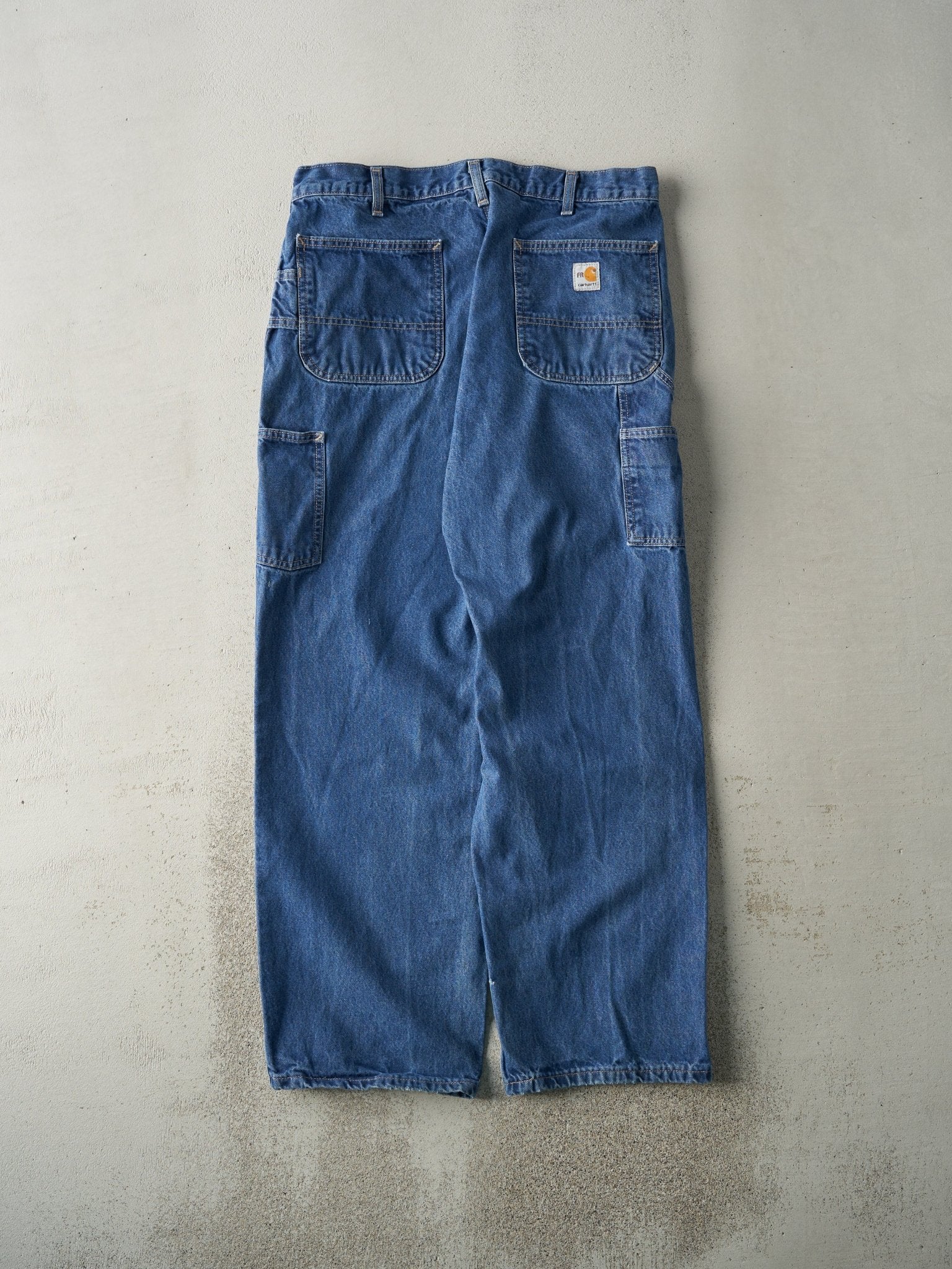 Vintage Y2K Mid Wash Carhartt Fire Resistant Workwear Jeans (35.5x31.5)