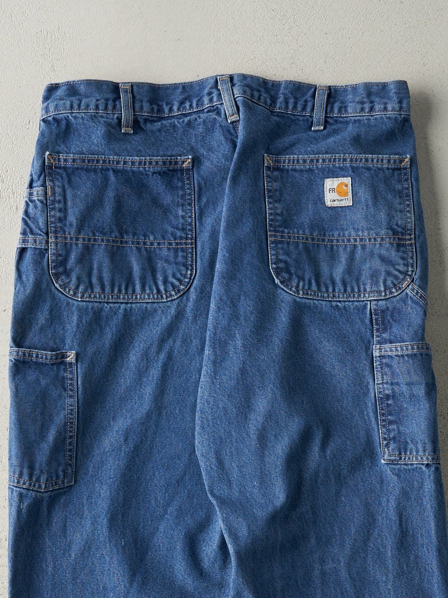Vintage Y2K Mid Wash Carhartt Fire Resistant Workwear Jeans (35.5x31.5)
