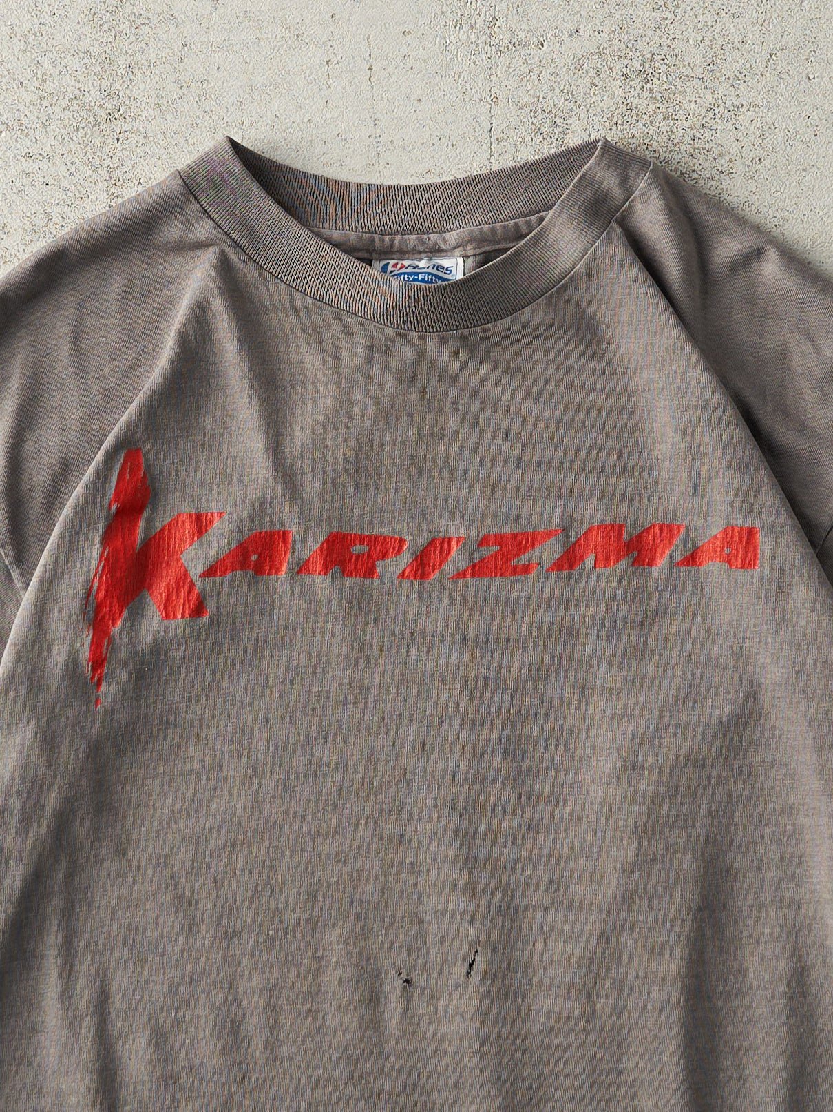 Vintage 80s Grey Faded Karizma Single Stitch Tee (M)