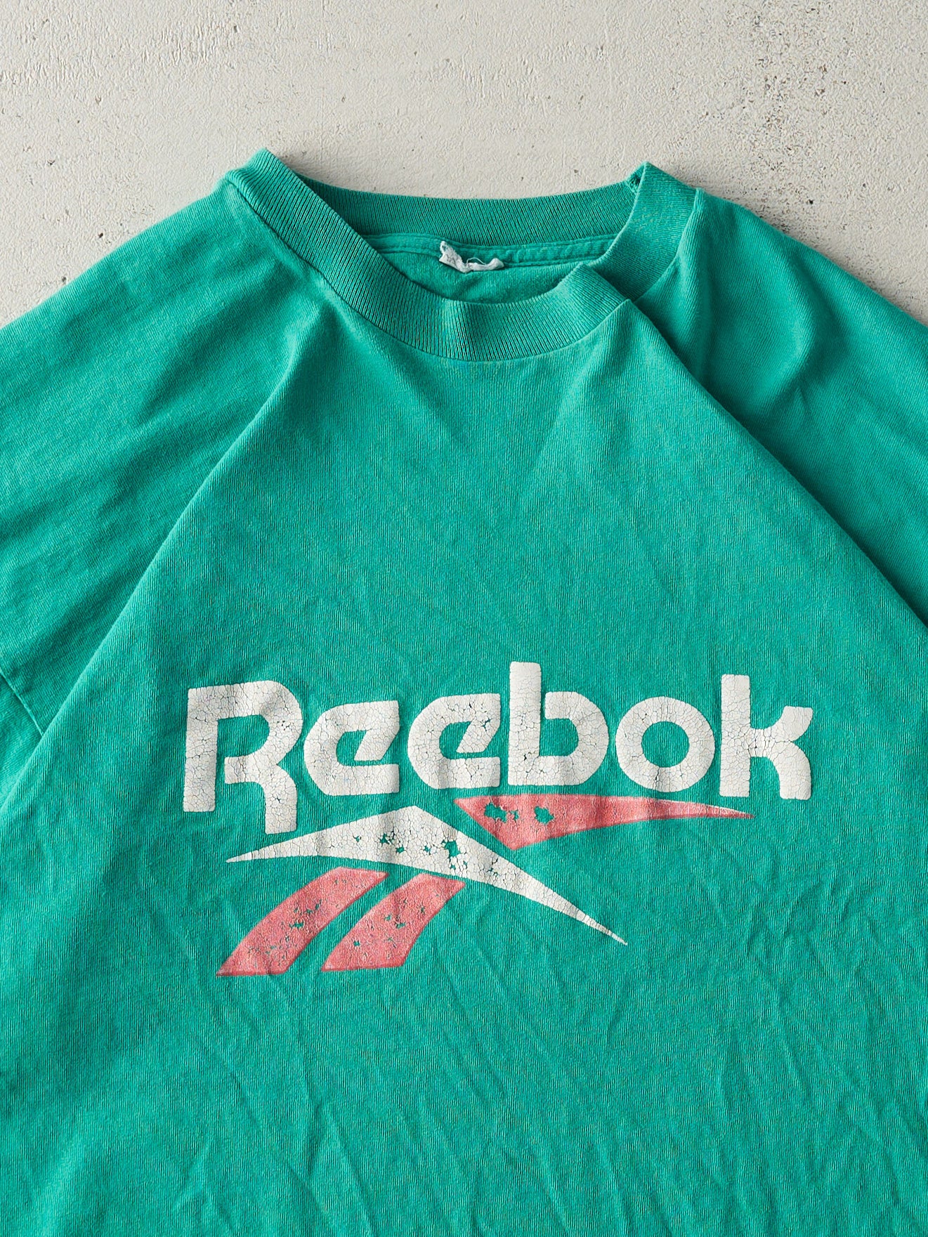 Vintage 90s Green Reebok Logo Single Stitch Tee (L)