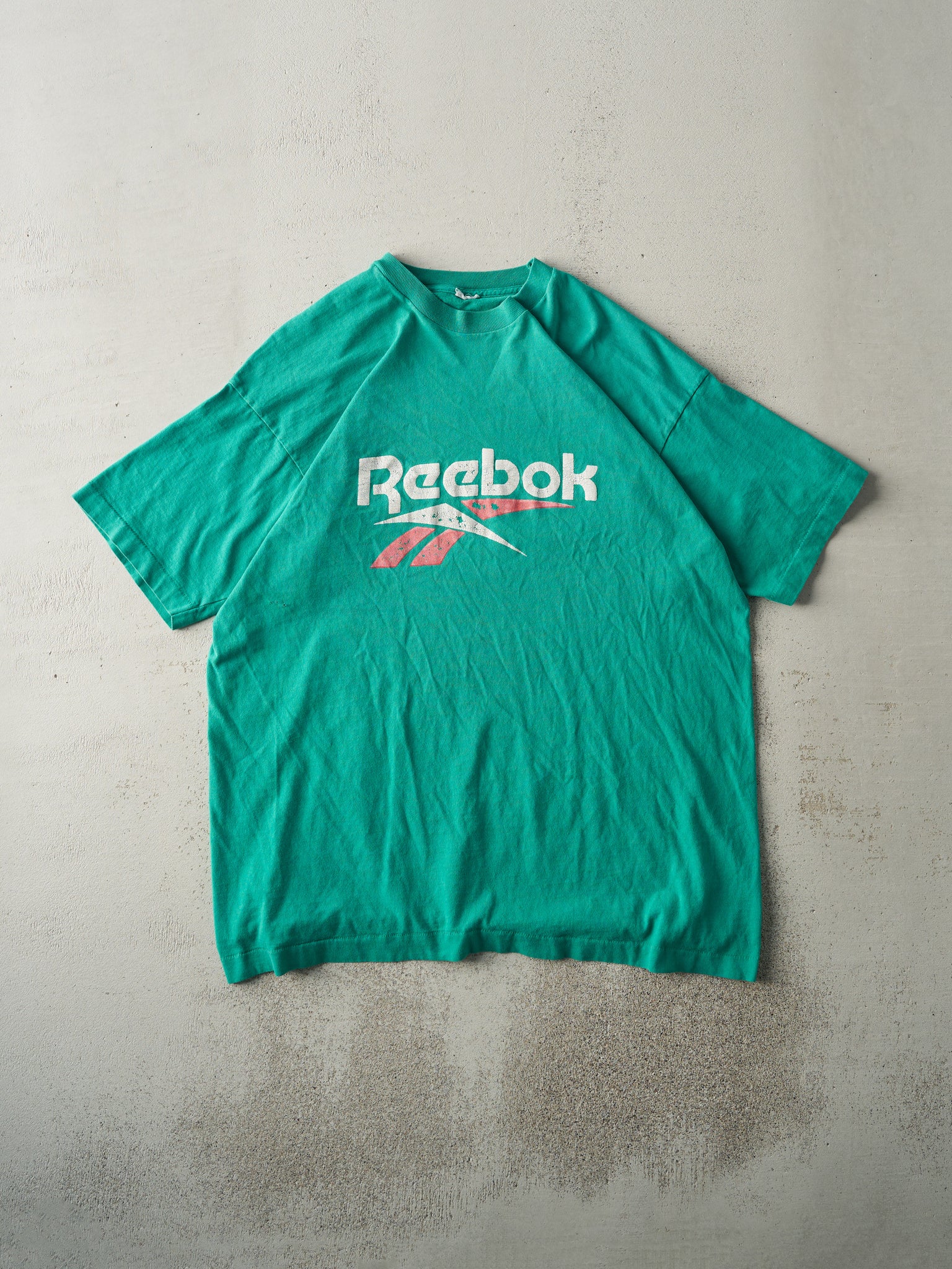 Vintage 90s Green Reebok Logo Single Stitch Tee (L)