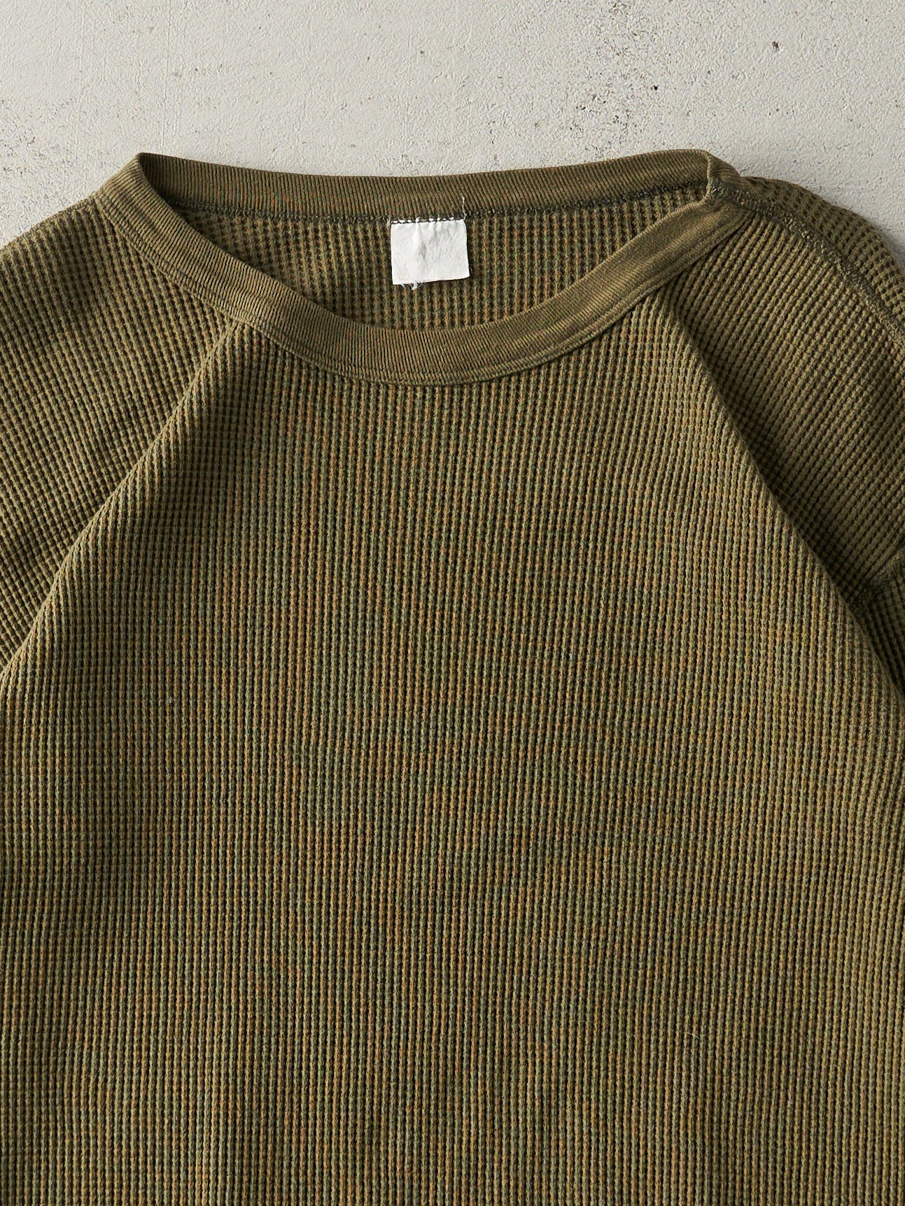 Vintage 90s Green Waffle Knit Long Sleeve (M)