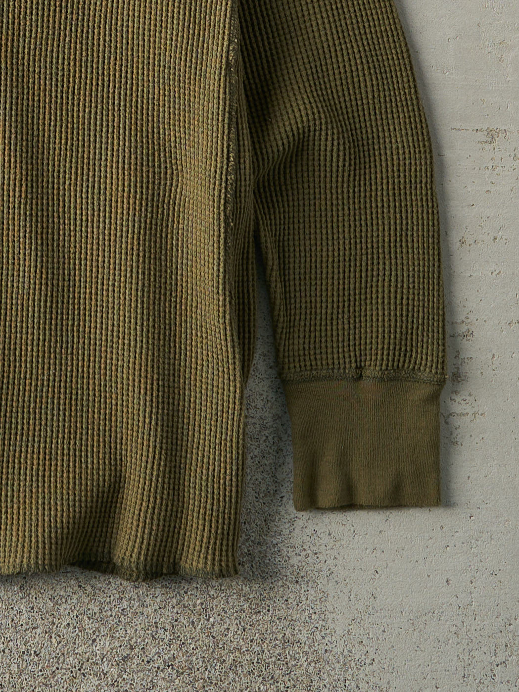 Vintage 90s Green Waffle Knit Long Sleeve (M)