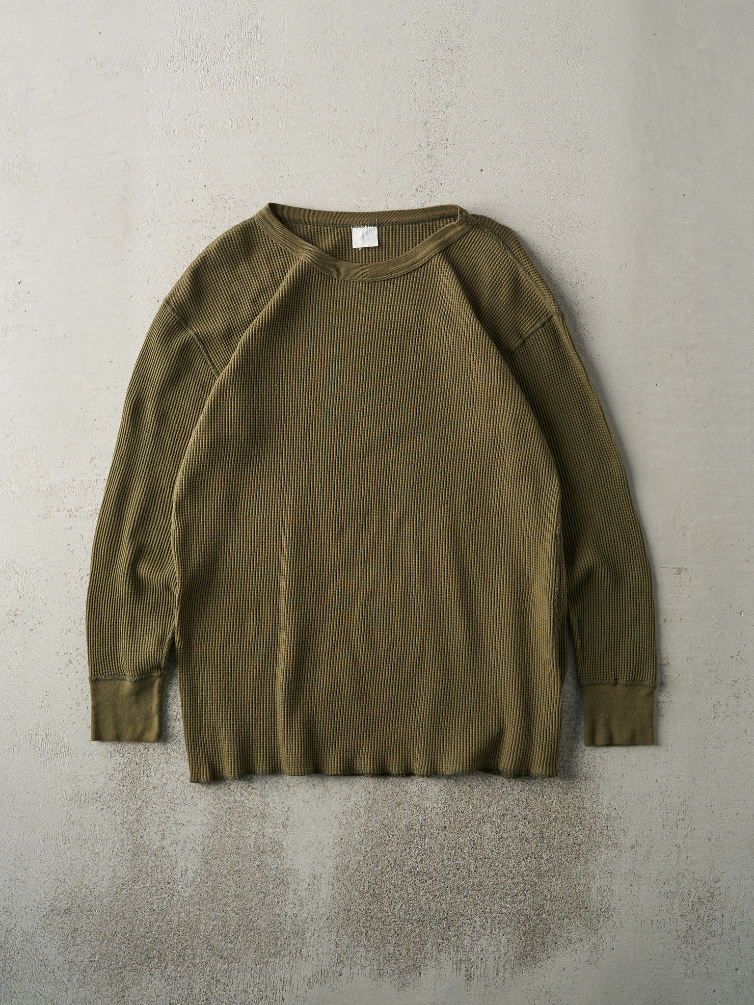 Vintage 90s Green Waffle Knit Long Sleeve (M)