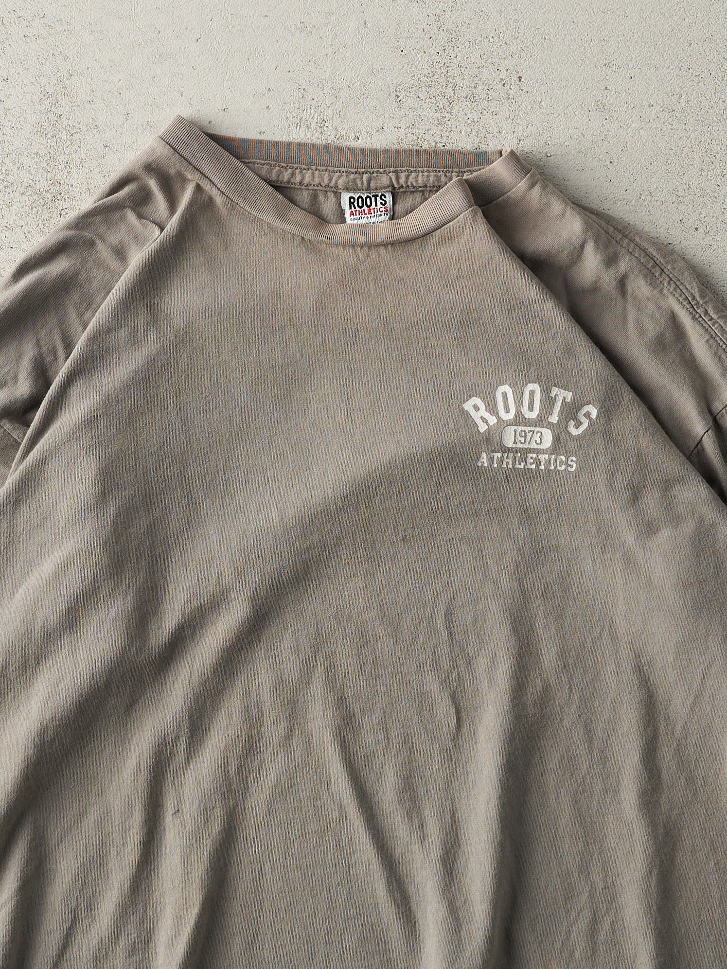 Vintage 90s Washed Brown Roots Athletics Long Sleeve (L)