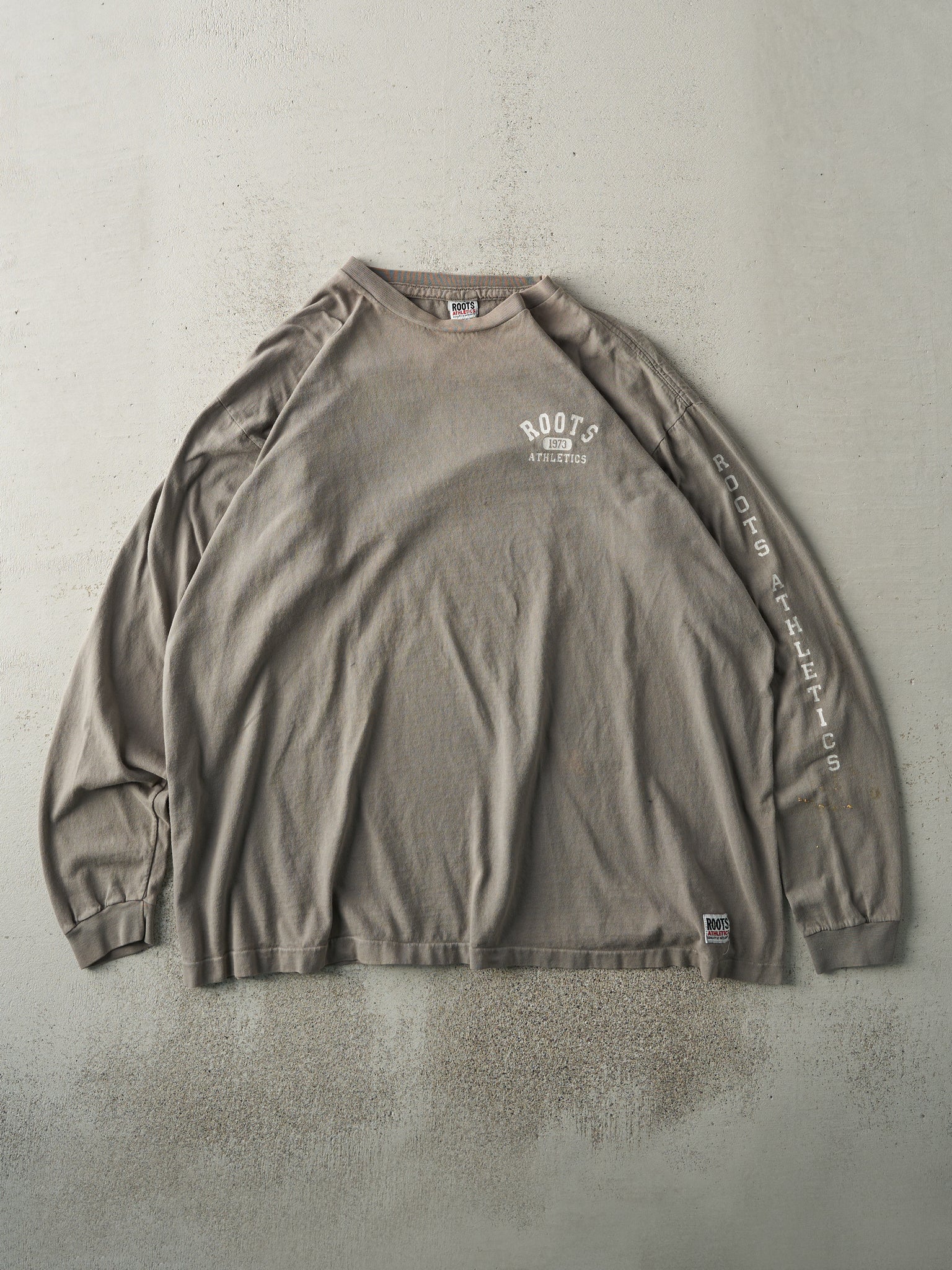 Vintage 90s Washed Brown Roots Athletics Long Sleeve (L)