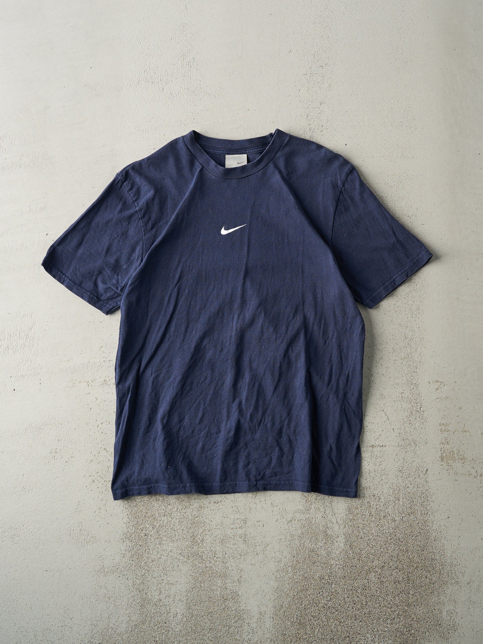 Vintage Y2K Navy Blue Nike Centre Swoosh Tee (M)