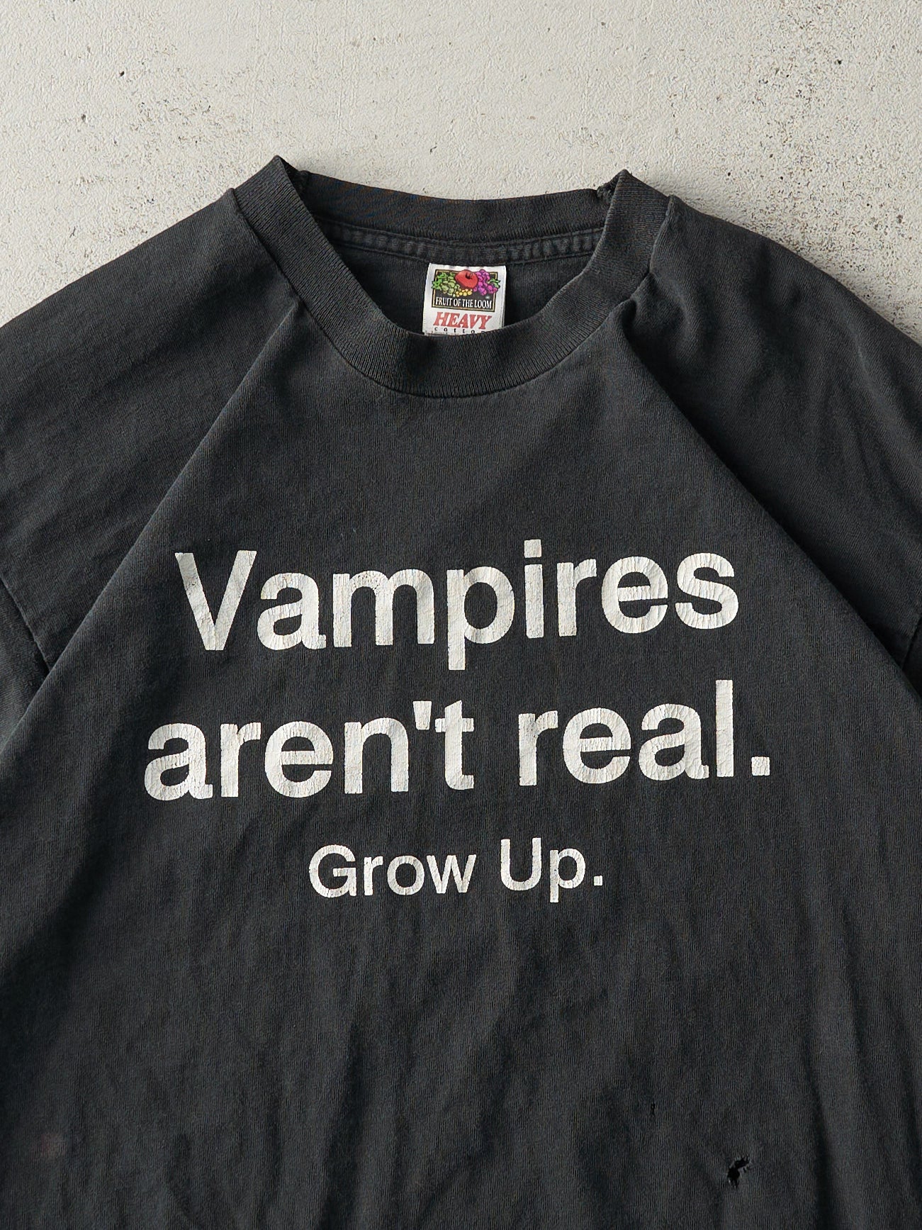 Vintage 90s Black "Vampires Aren't Real" Single Stitch Tee (M)