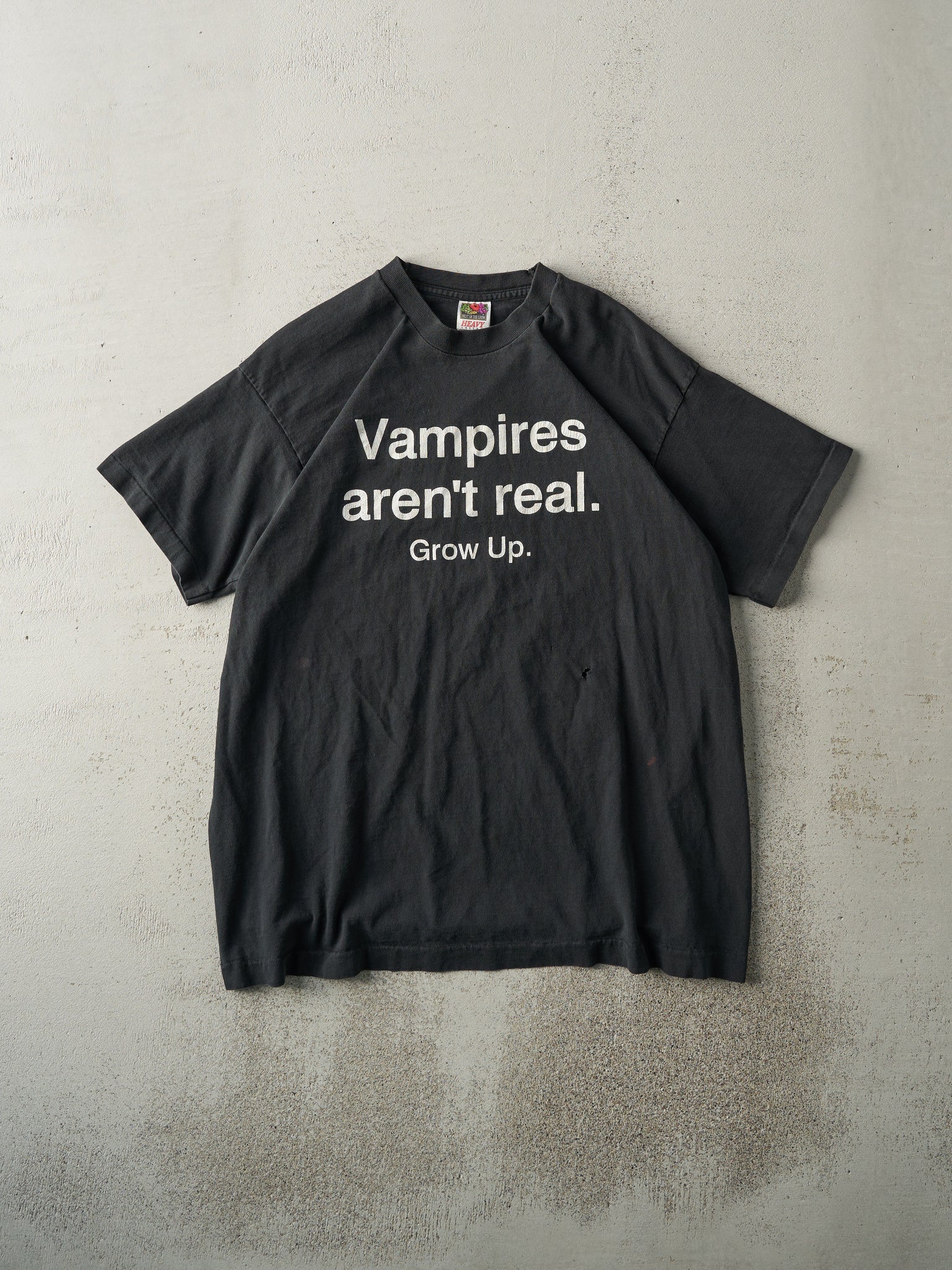 Vintage 90s Black "Vampires Aren't Real" Single Stitch Tee (M)