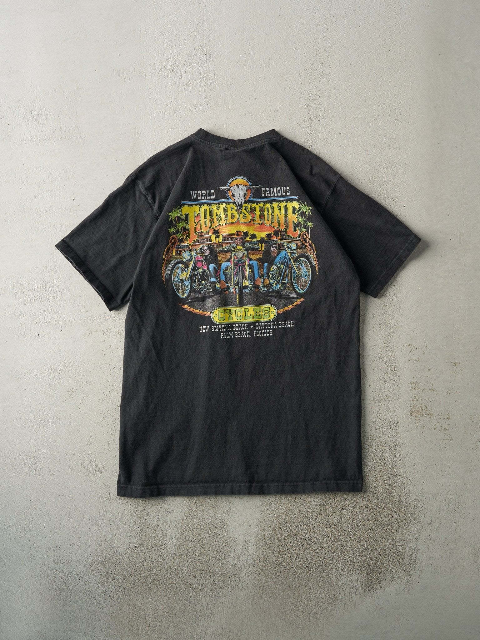 Vintage 99' Black Florida Harley Davidson Quarter Button Long Tee (L/XL)