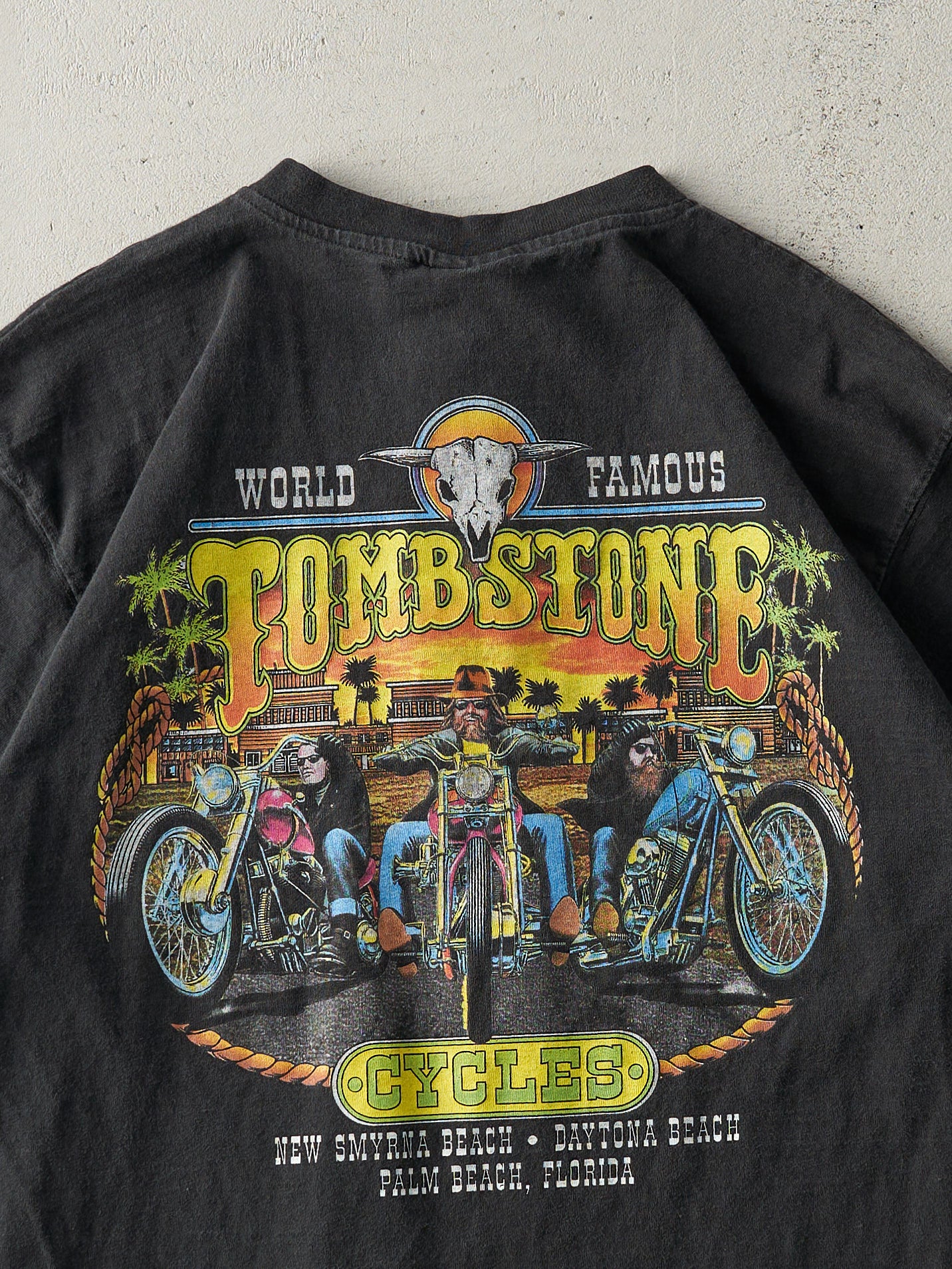 Vintage 99' Black Florida Harley Davidson Quarter Button Long Tee (L/XL)