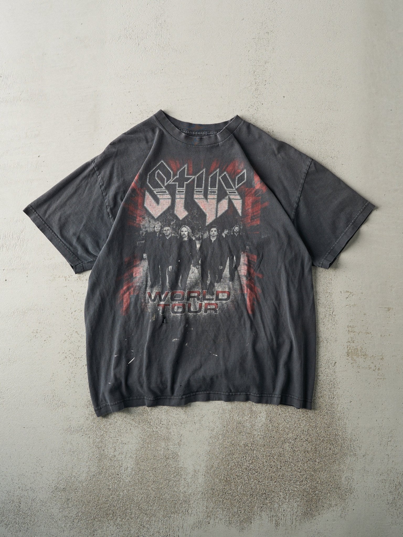 Vintage Y2K Faded Black Styx World Tour Tee (M/L)