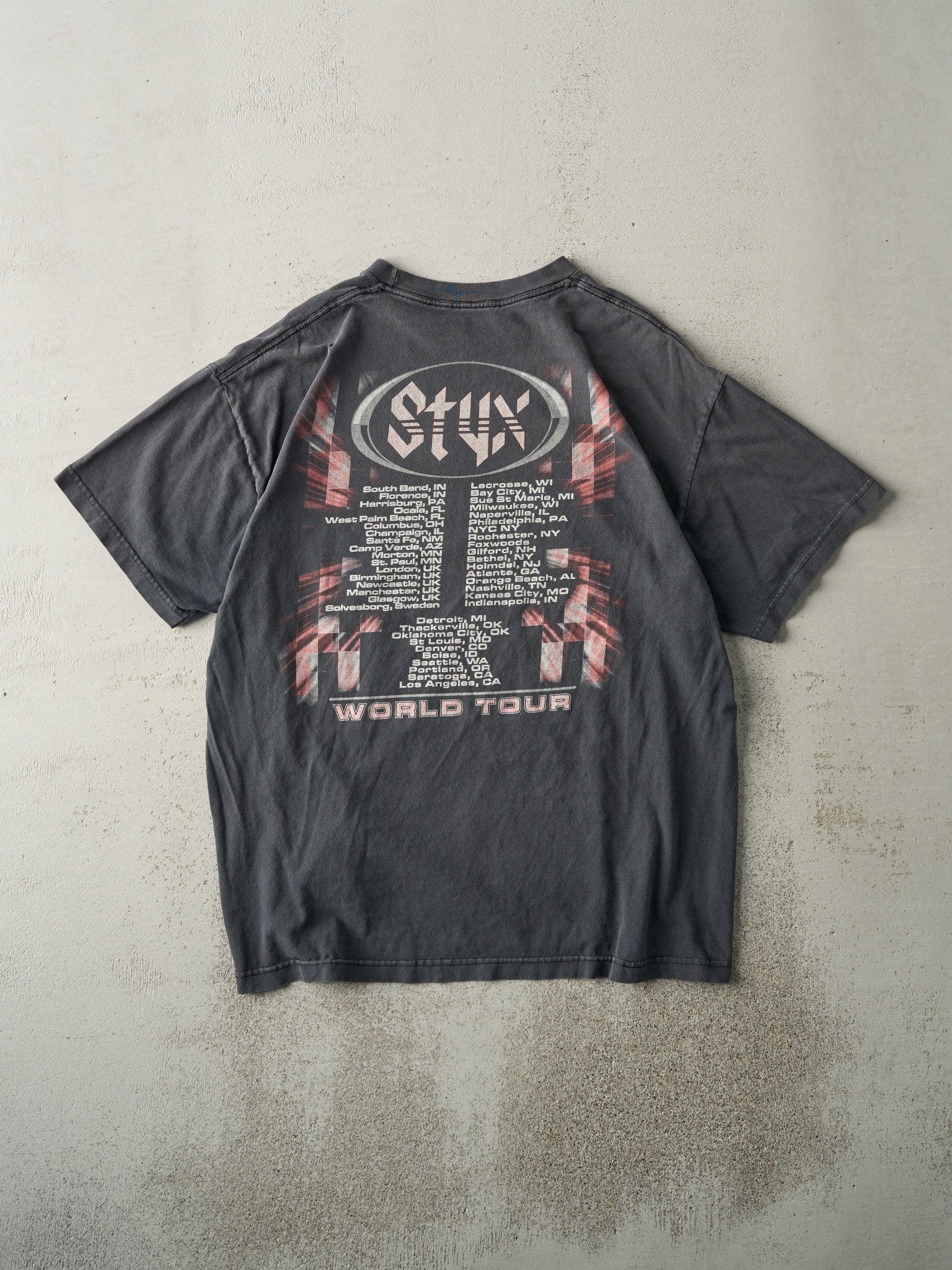 Vintage Y2K Faded Black Styx World Tour Tee (M/L)
