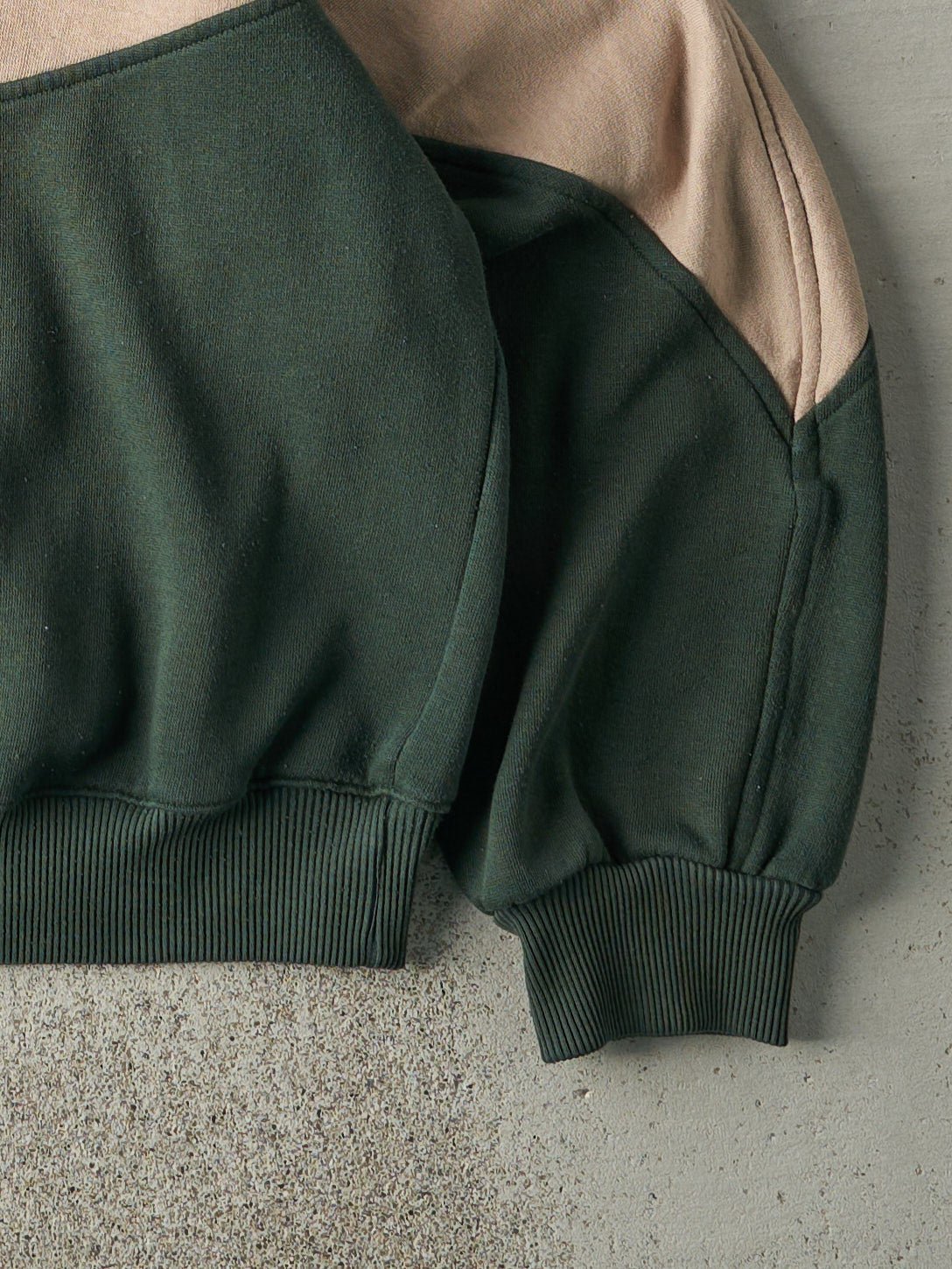 Vintage 80s Forest Green & Beige Expressions Globe Boxy Double Neck Sweater (M/L)