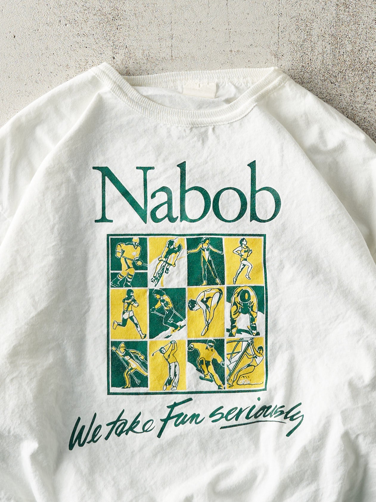 Vintage 80s White Nabob Graphic Long Sleeve (M)