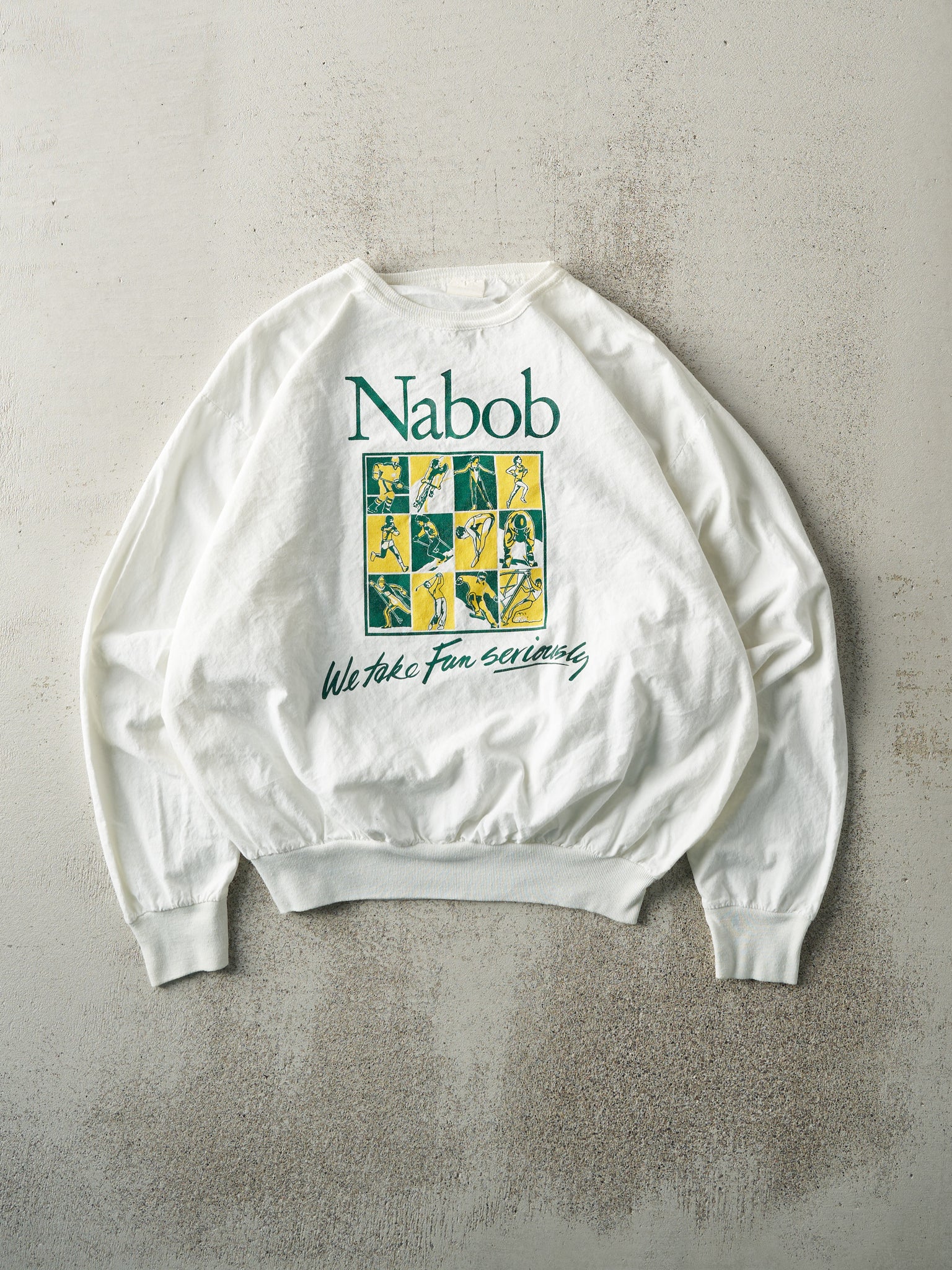 Vintage 80s White Nabob Graphic Long Sleeve (M)