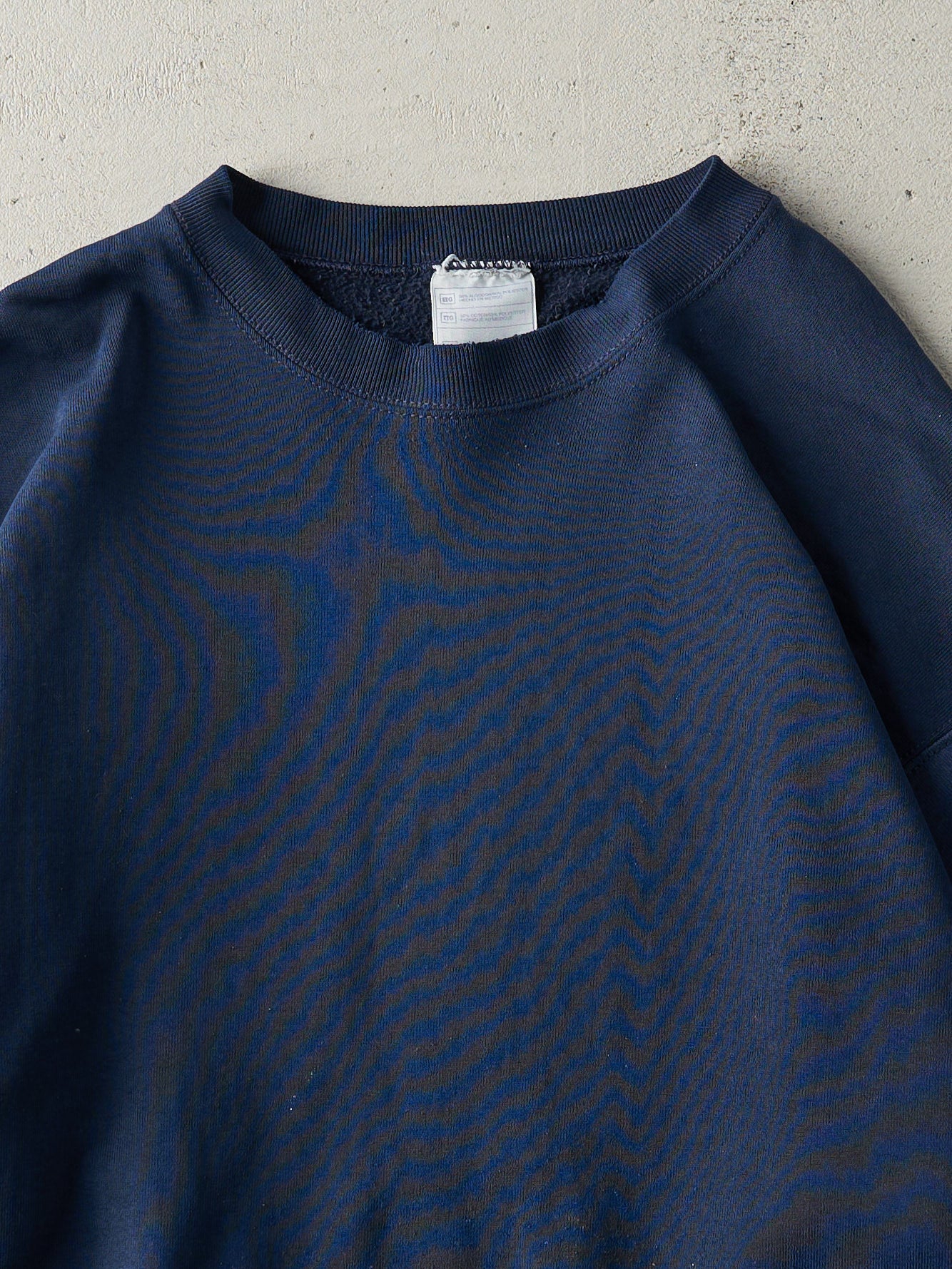 Vintage 90s Navy Blue Blank Long Crewneck (L)