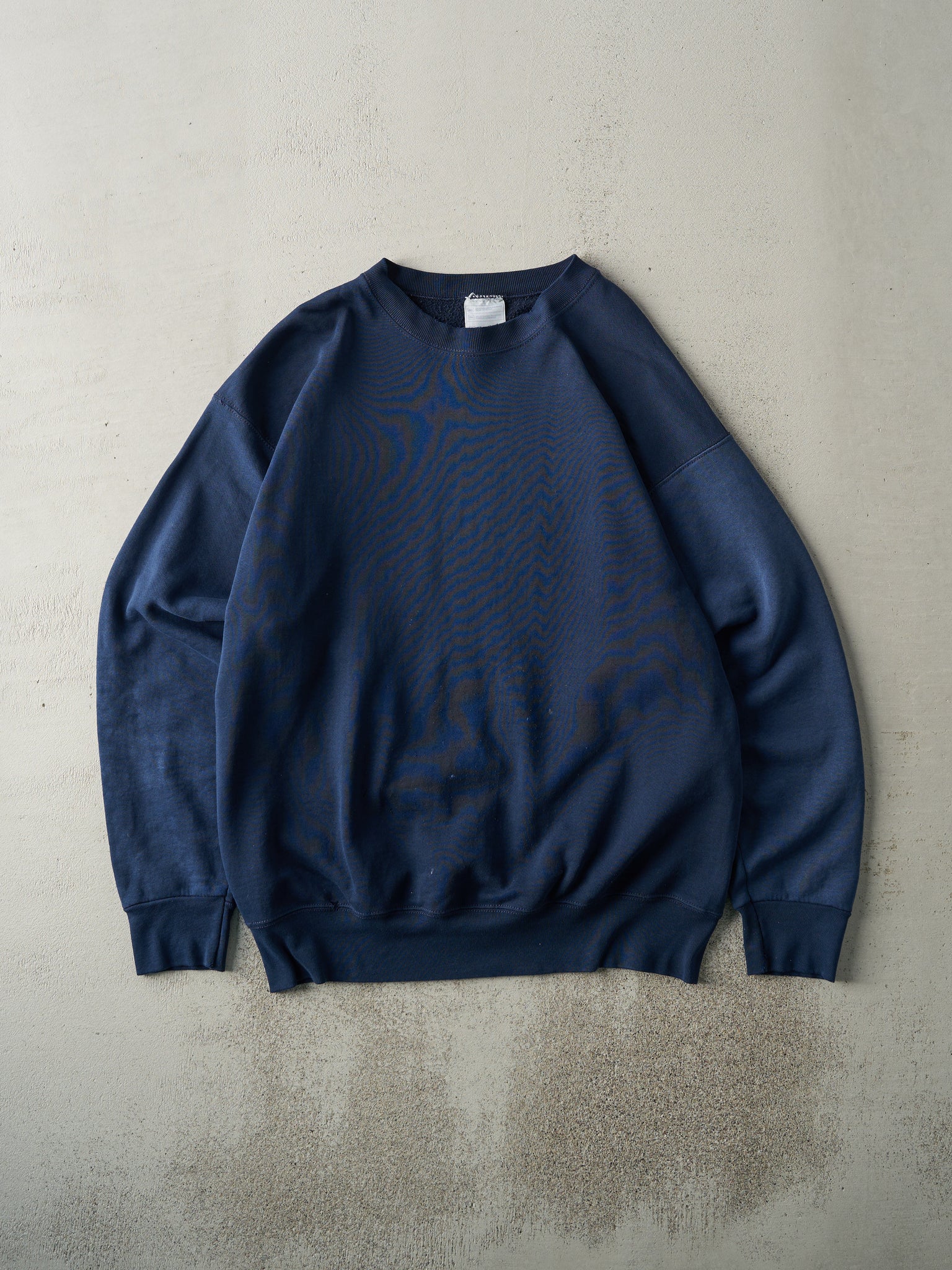 Vintage 90s Navy Blue Blank Long Crewneck (L)