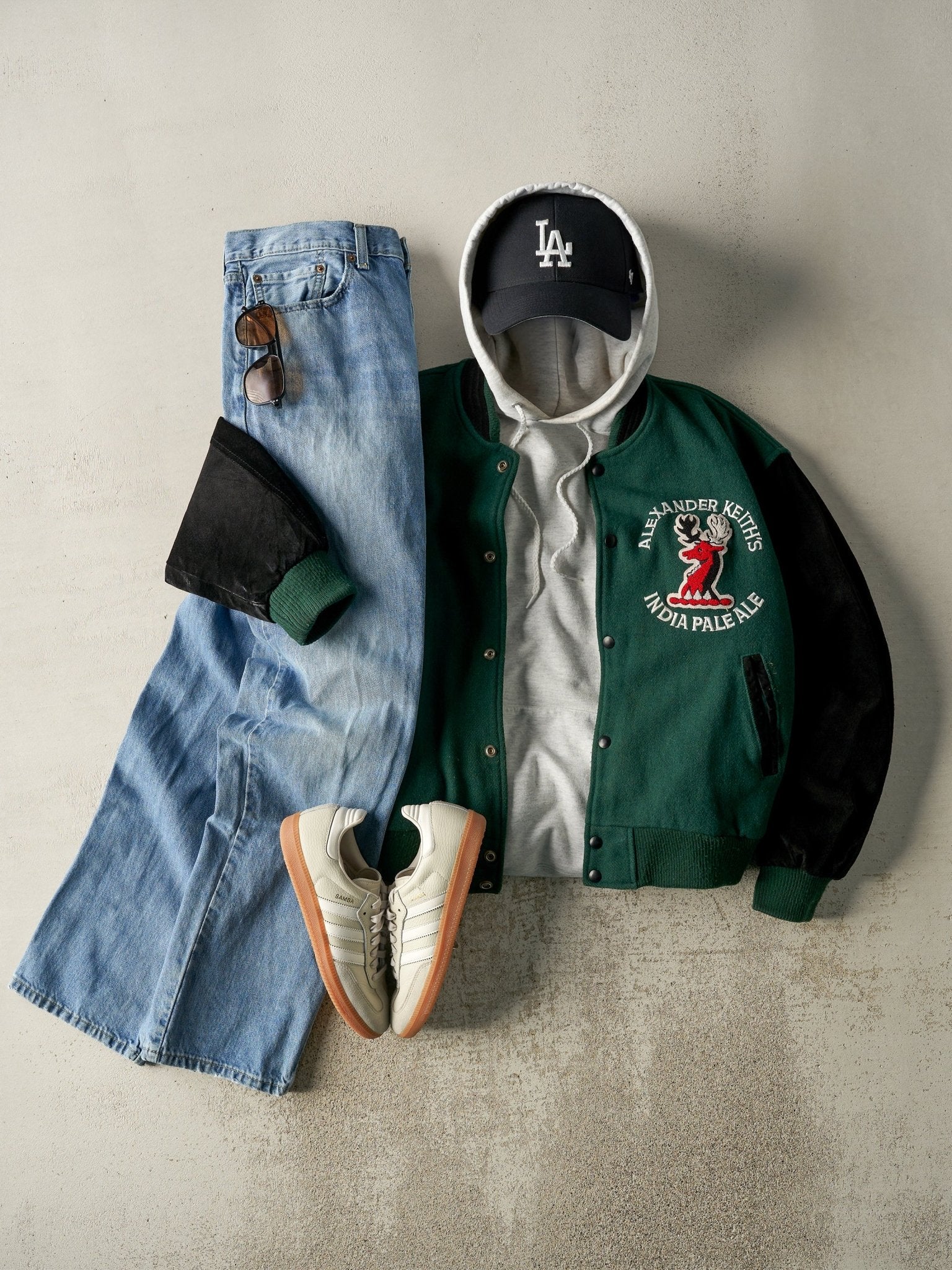 Vintage 90s Green & Black Alexander Keiths Varsity Jacket (L)