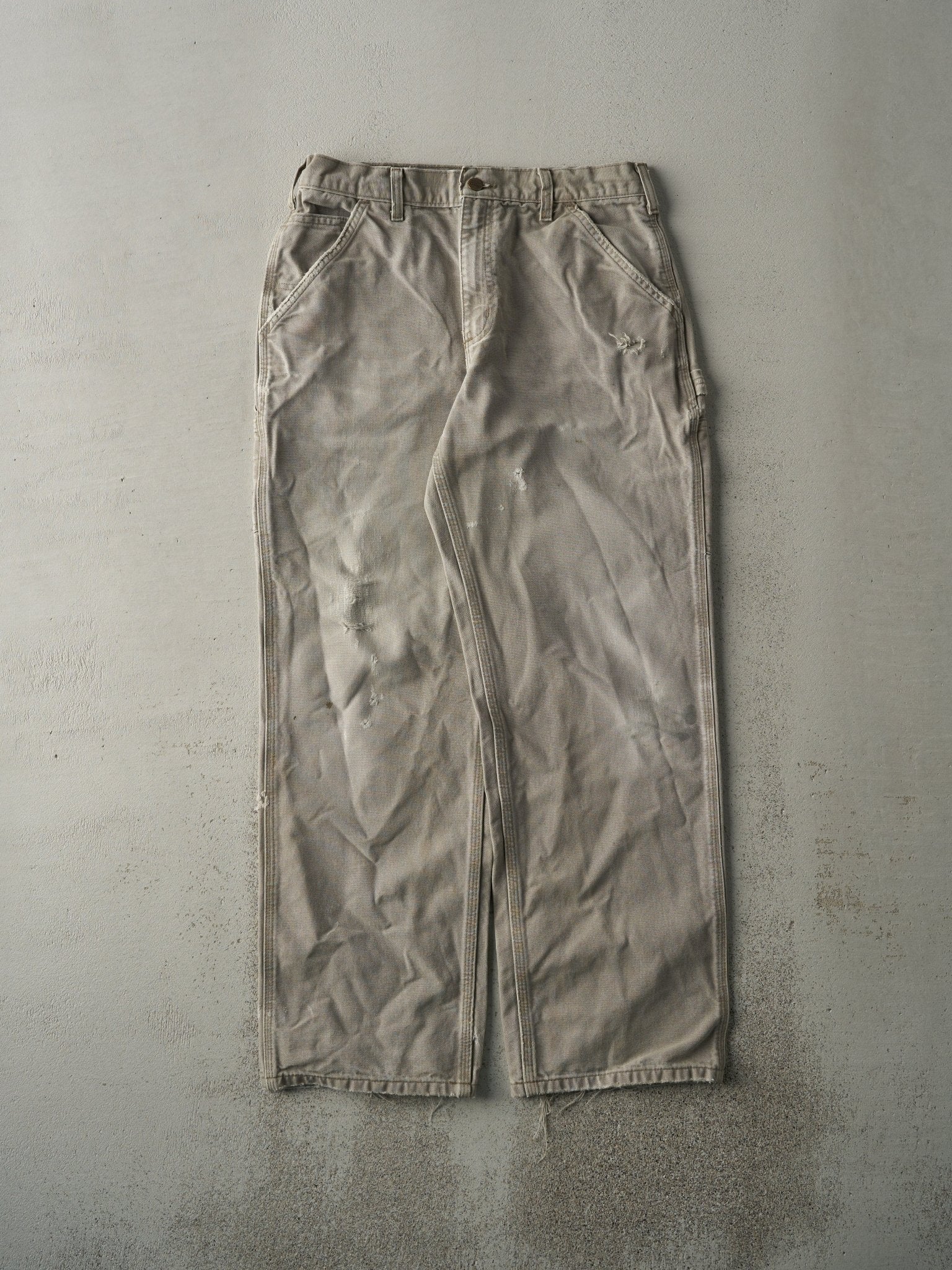Vintage Y2K Washed Beige Dungaree Fit Carhartt Carpenter Pants (31x30)