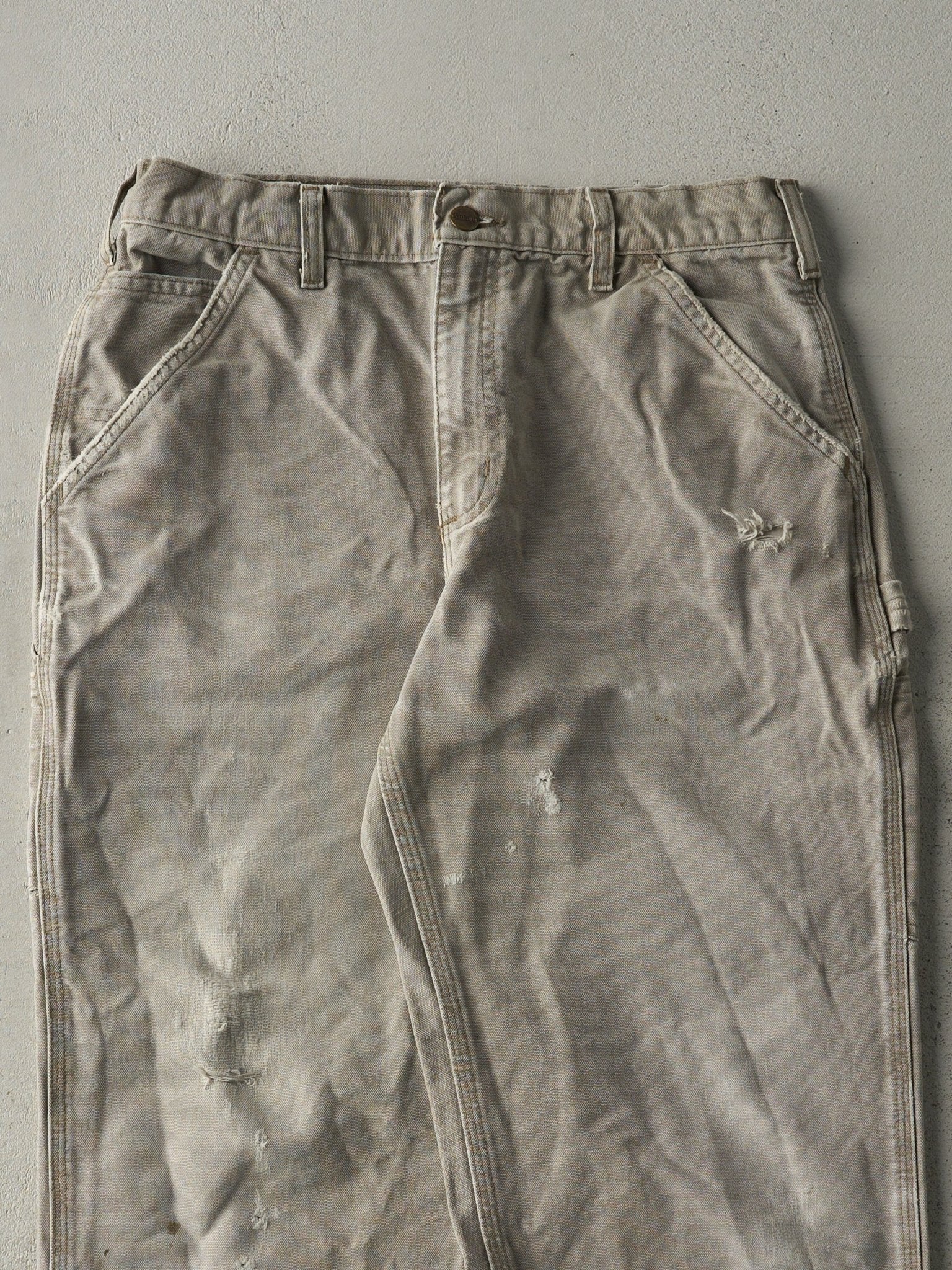 Vintage Y2K Washed Beige Dungaree Fit Carhartt Carpenter Pants (31x30)