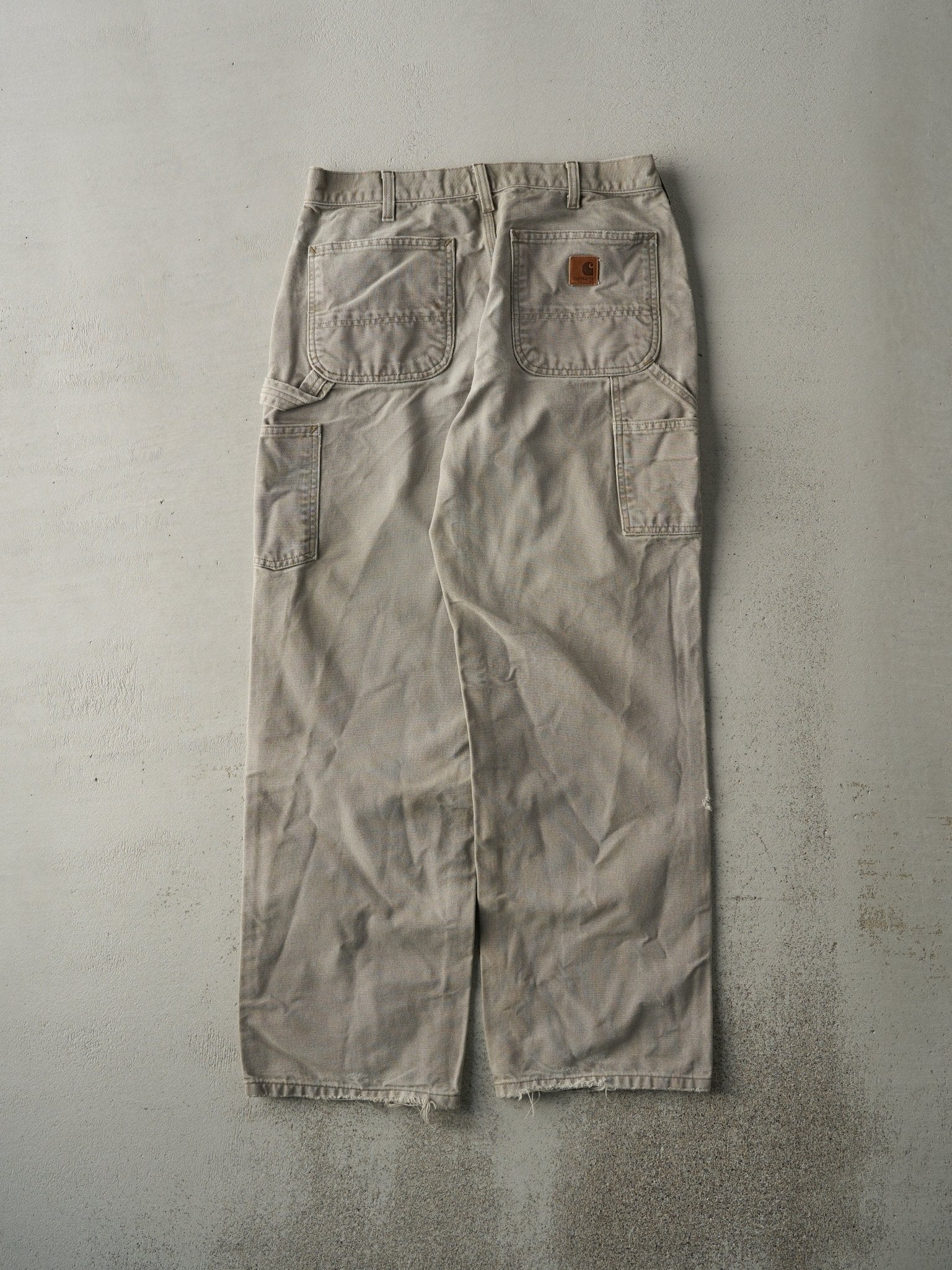 Vintage Y2K Washed Beige Dungaree Fit Carhartt Carpenter Pants (31x30)