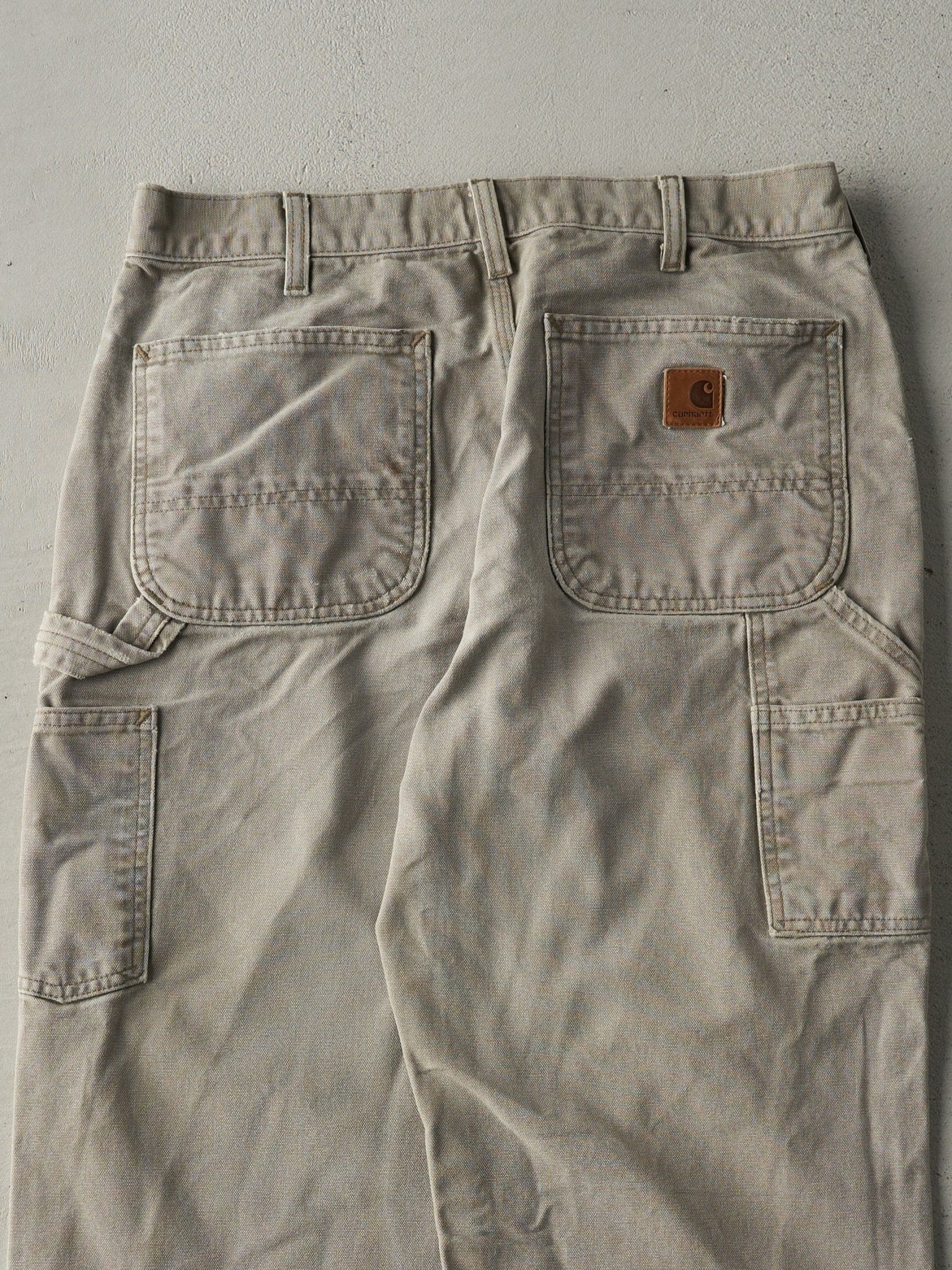 Vintage Y2K Washed Beige Dungaree Fit Carhartt Carpenter Pants (31x30)
