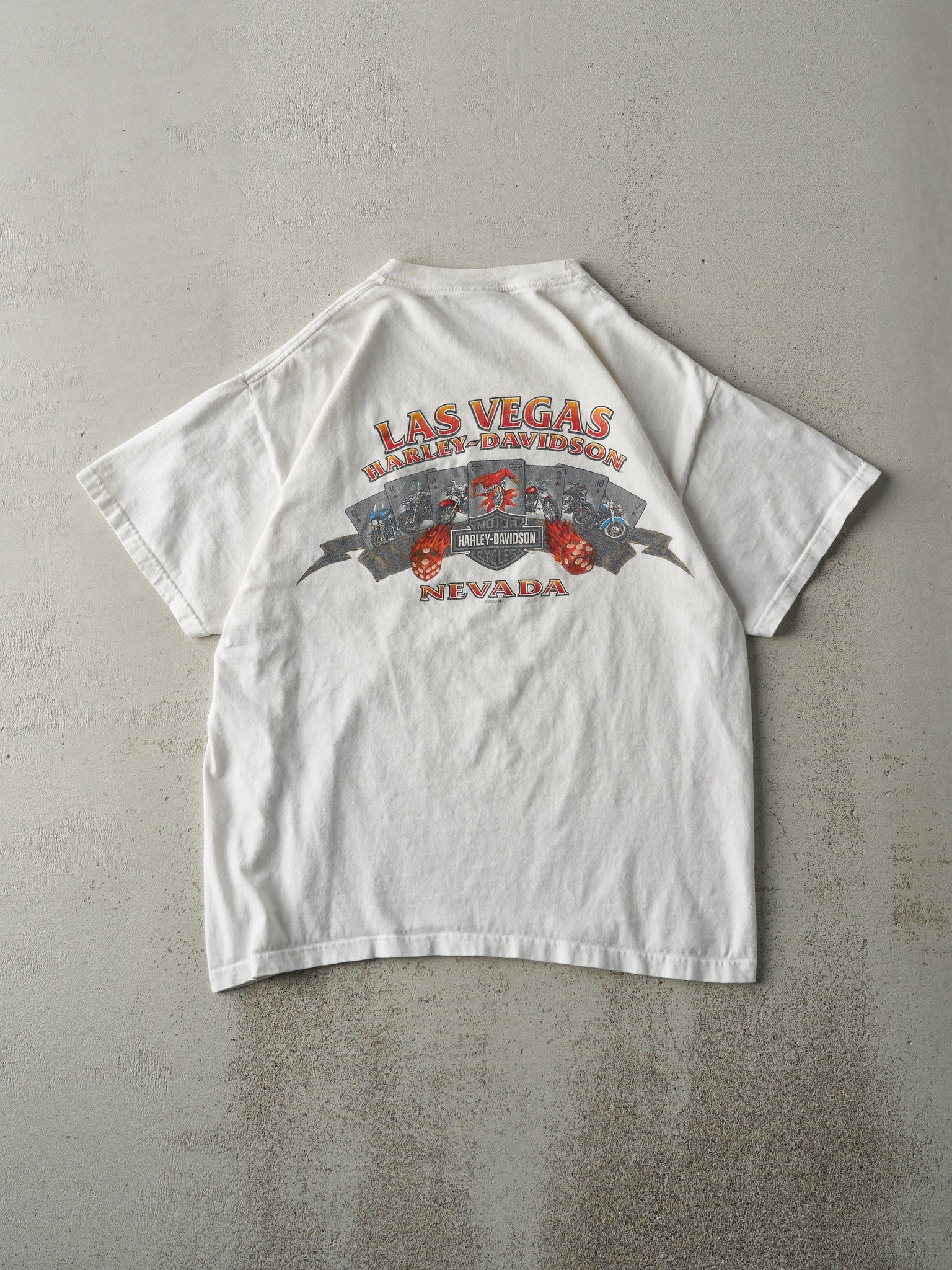 Vintage 09' White Las Vegas, Nevada Harley Davidson Pocket Tee (M)