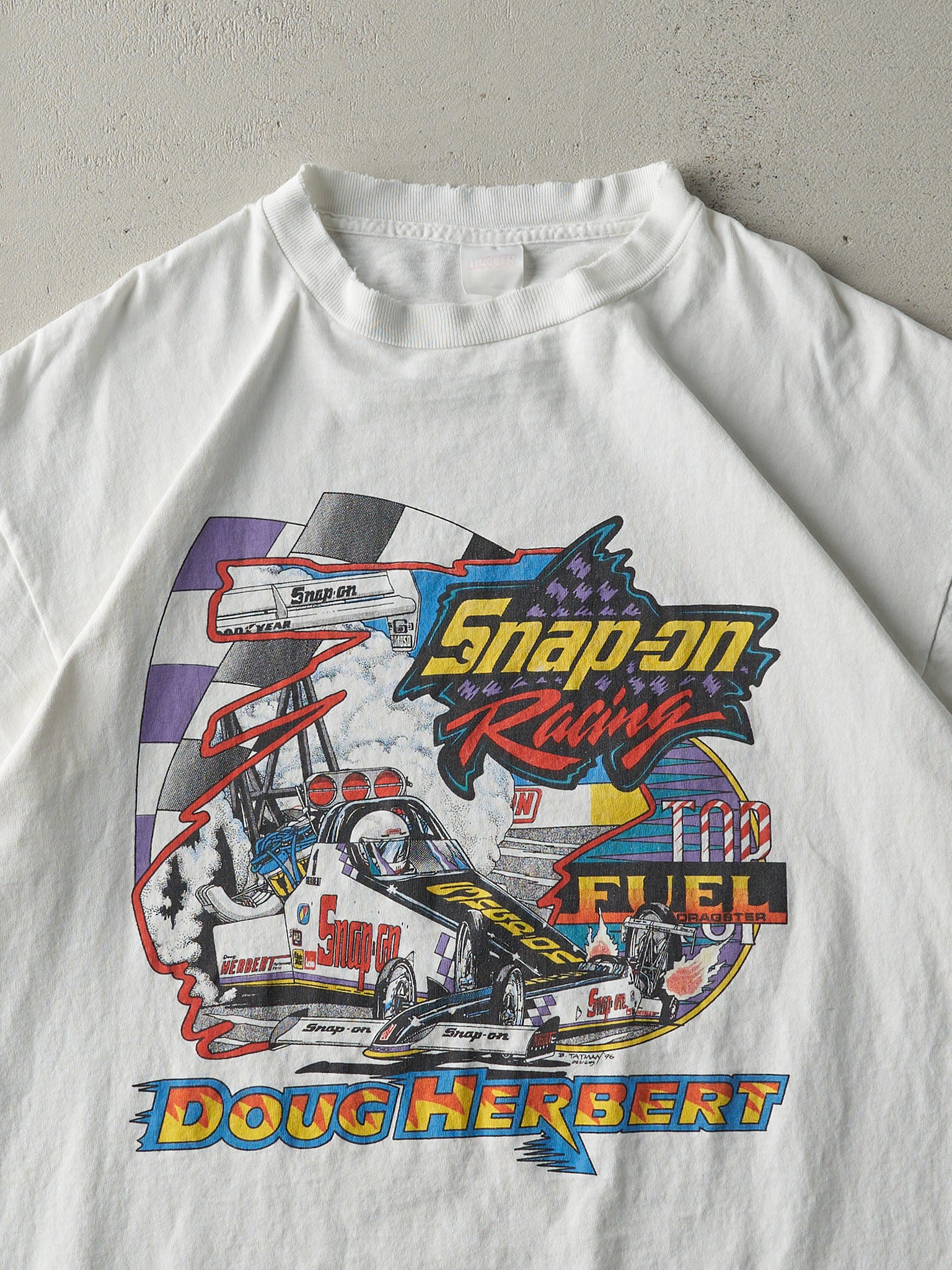 Vintage 97' White Snap-On Doug Herbert Racing Single Stitch Tee (L/XL)