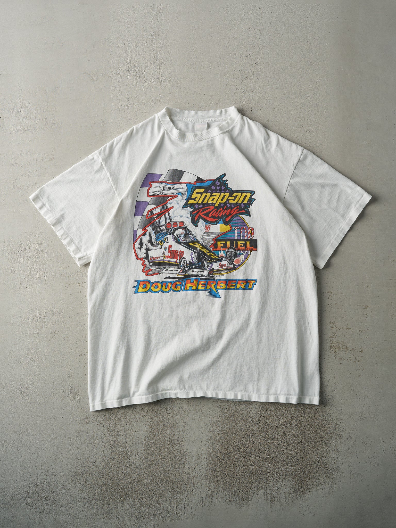 Vintage 97' White Snap-On Doug Herbert Racing Single Stitch Tee (L/XL)