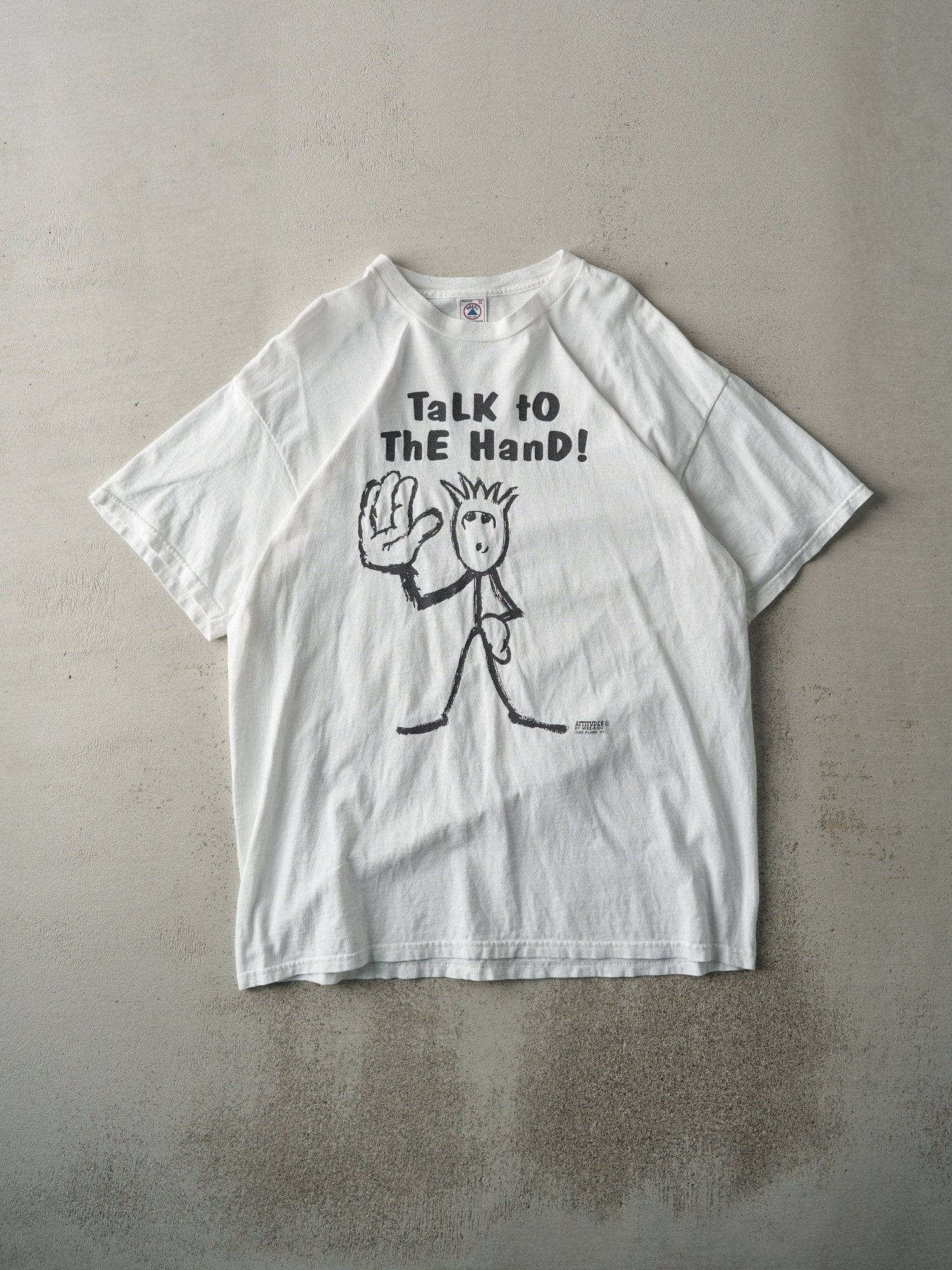 Vintage 90s White "Talk to the Hand!" Tee (L)